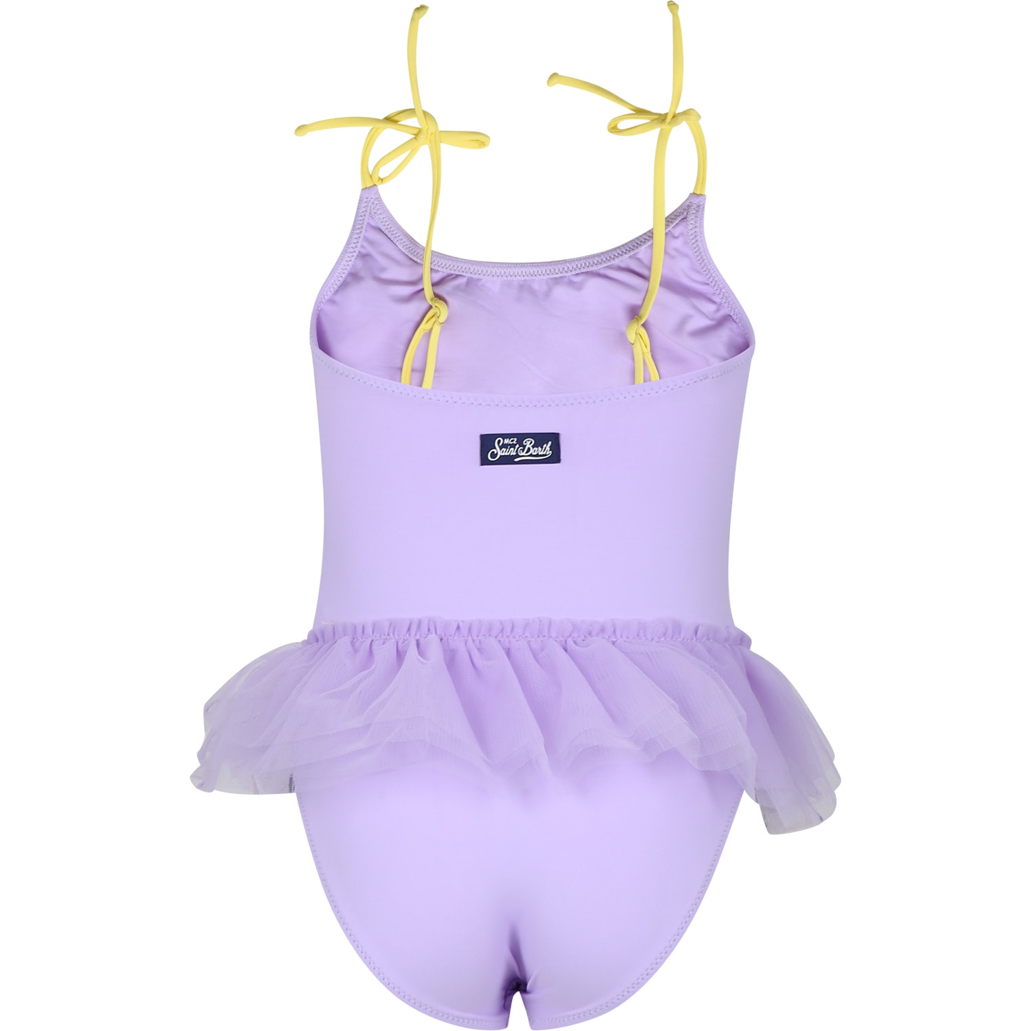 Shop Mc2 Saint Barth Purple Swimsuit For Girl With Stars In Violet