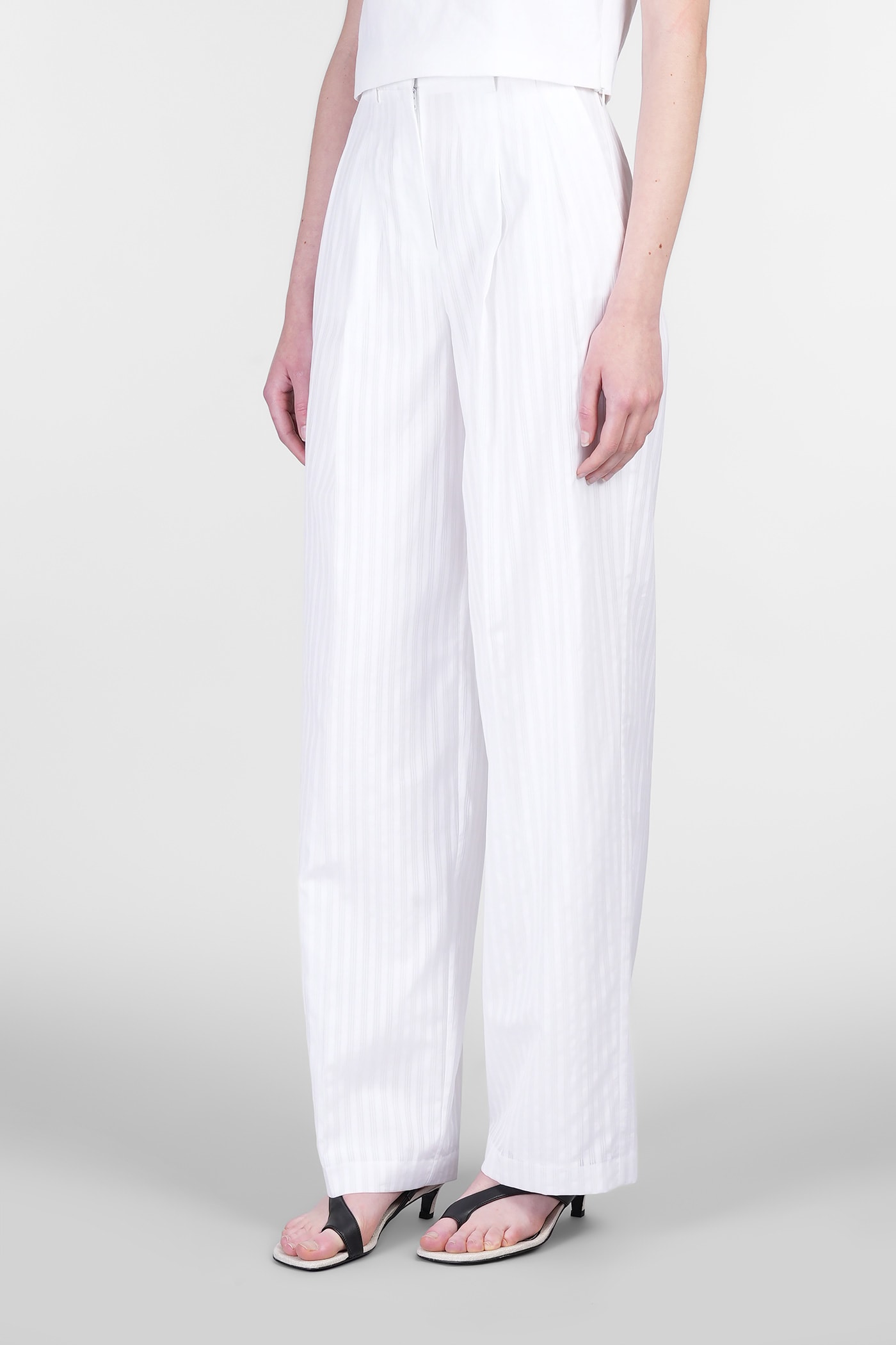 Theory Pants In White Cotton