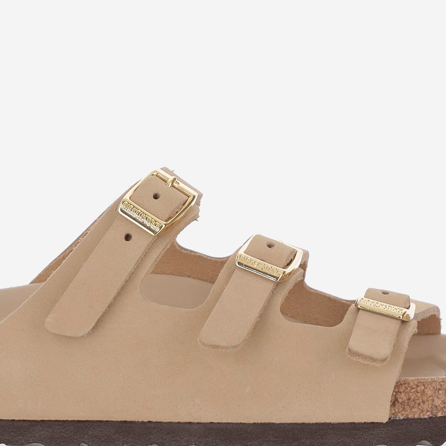 Birkenstock Beige Leather Florida Slippers In Pink