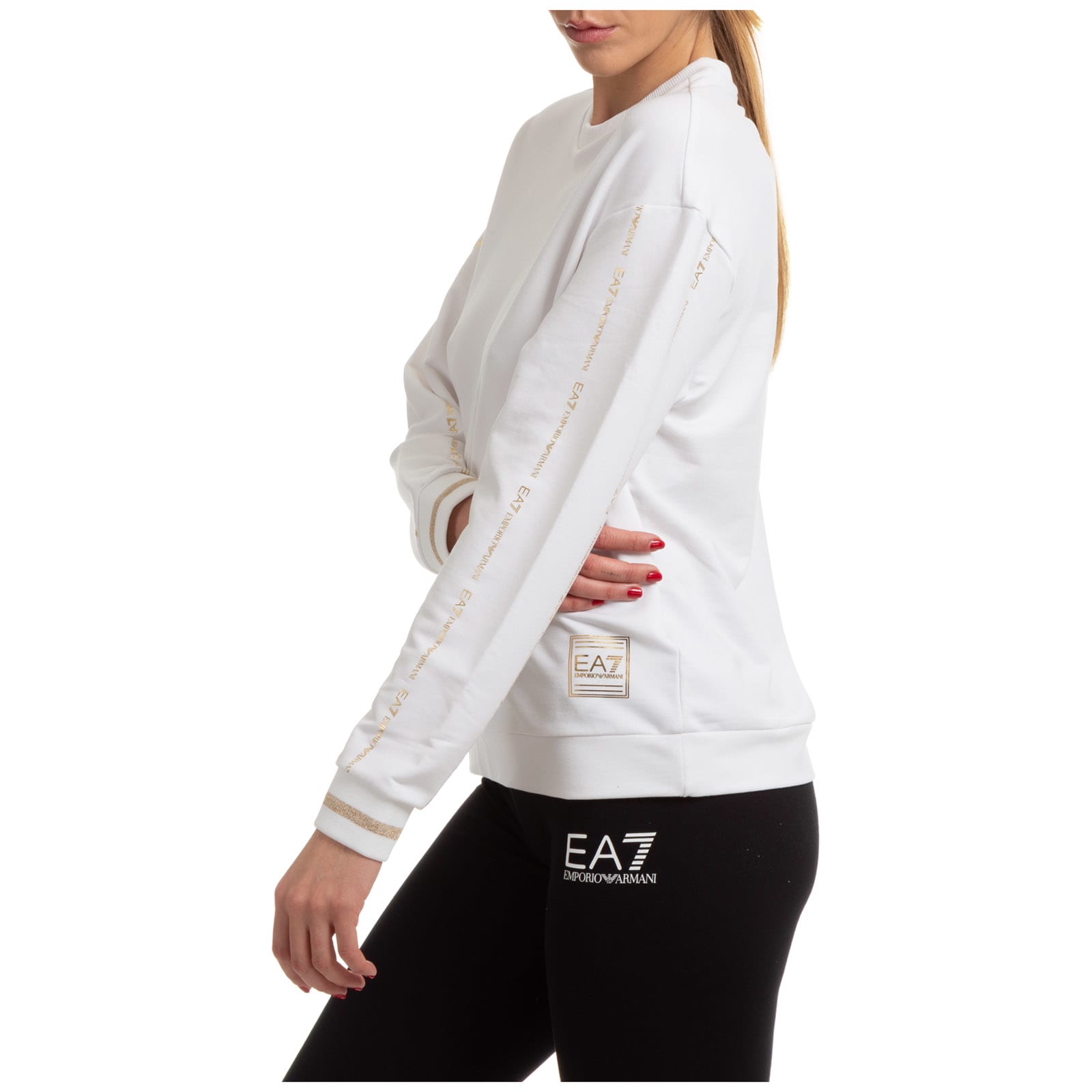 Ea7 Emporio Armani  V - Knit Sweatshirt In White
