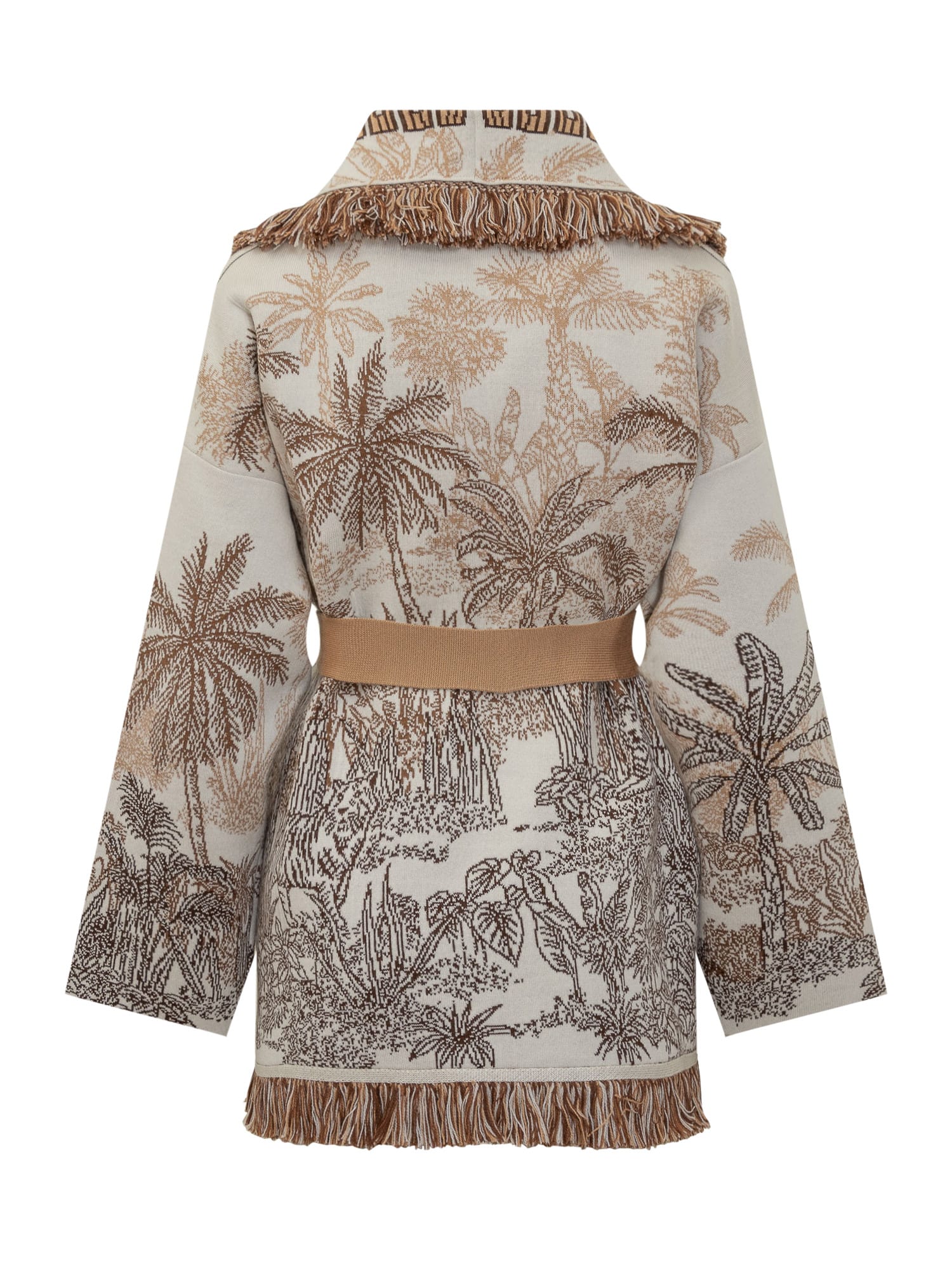 Alanui Jungle Toile De Jouy Wool Blend Cardigan In Chalk-almo