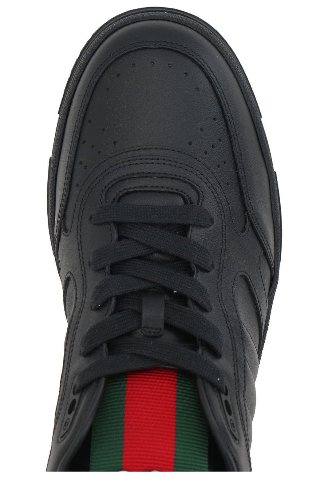 Gucci Re Web Black Lace Up Sneakers In Black