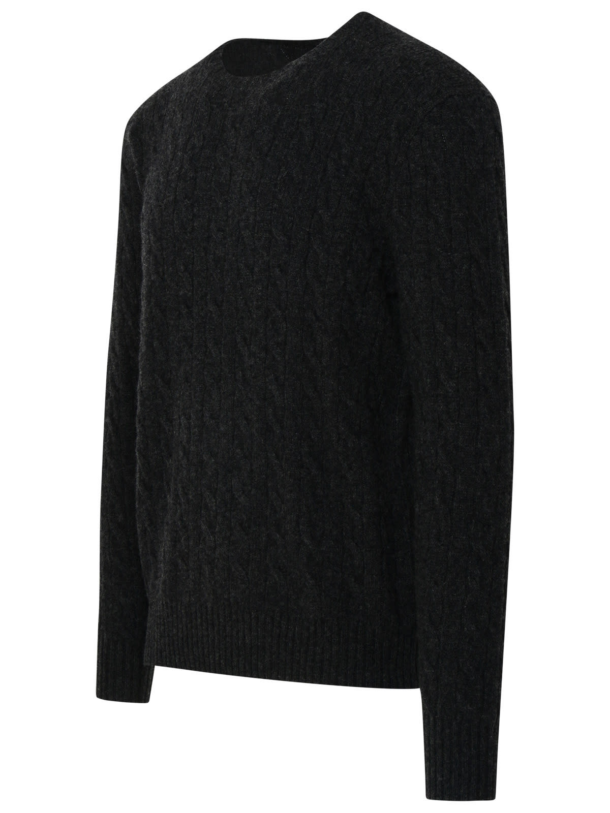 Ralph Lauren Grey Cashmere Blend Sweater In Black