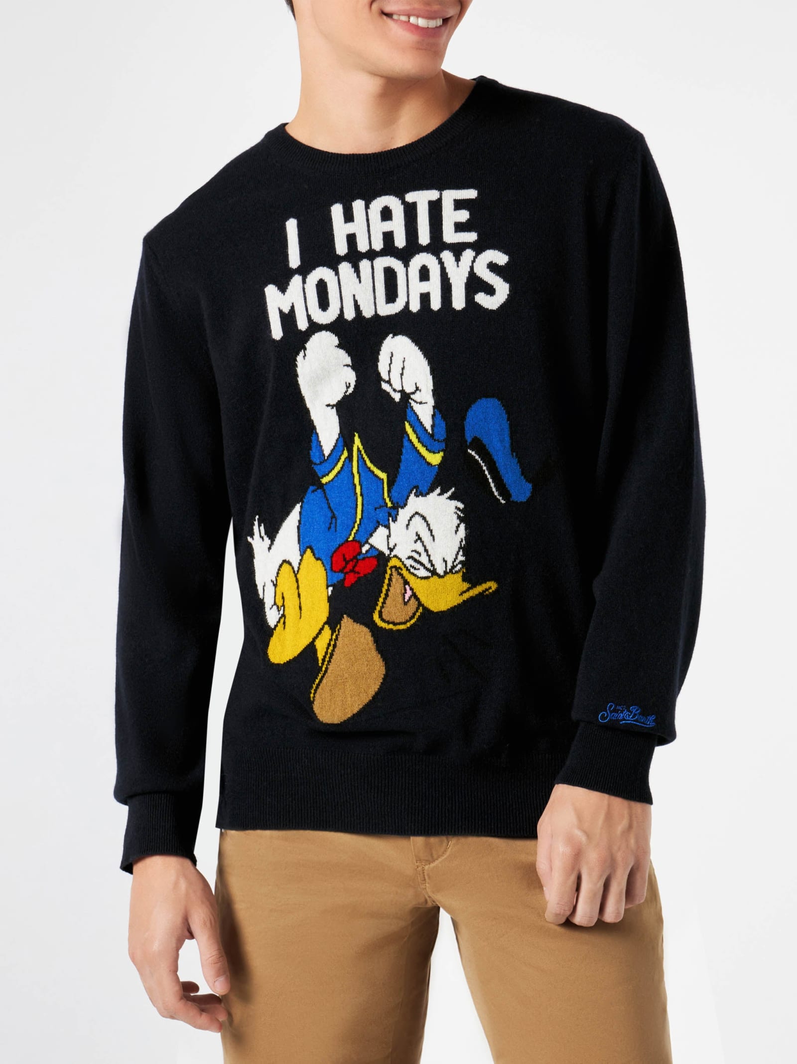 MC2 Saint Barth Donald Duck Man Blue Navy Sweater I Hate Mondays Print - Disney Special Edition©