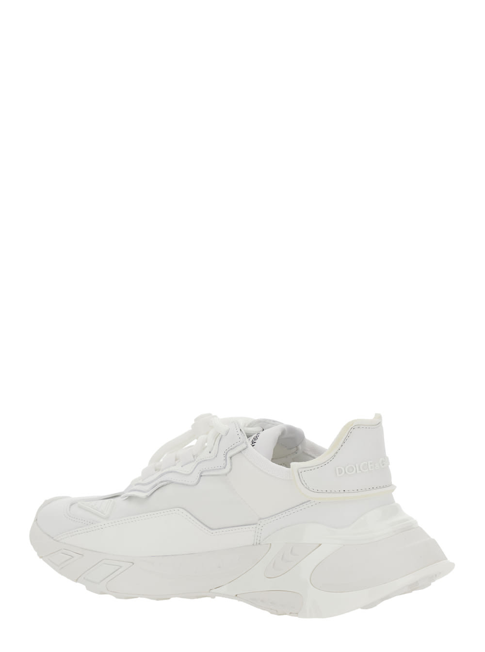 Dolce & Gabbana Accelerate Fabric Sneakers Leather Inserts In White