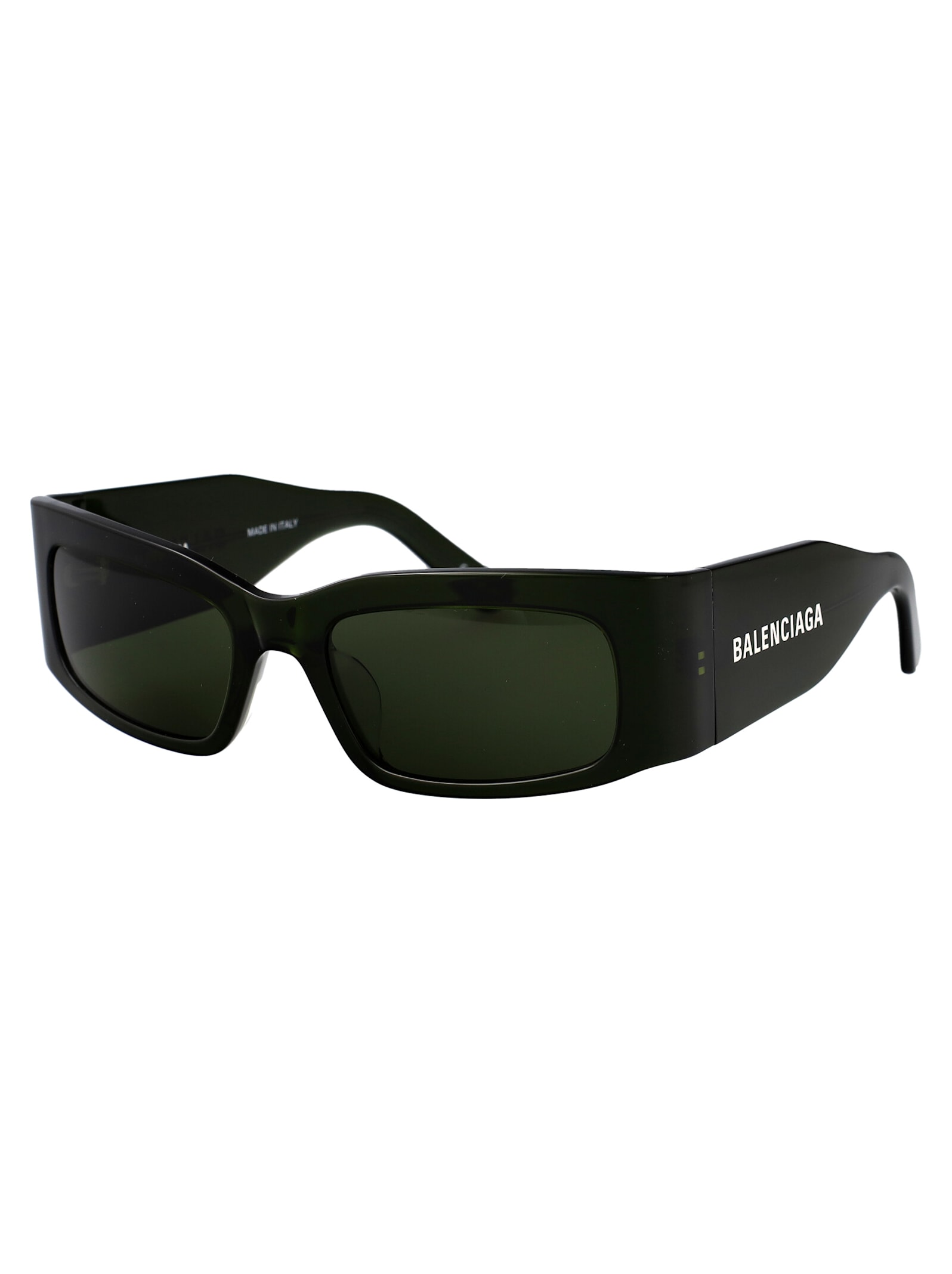 Balenciaga Acetate Green Sunglasses In Black