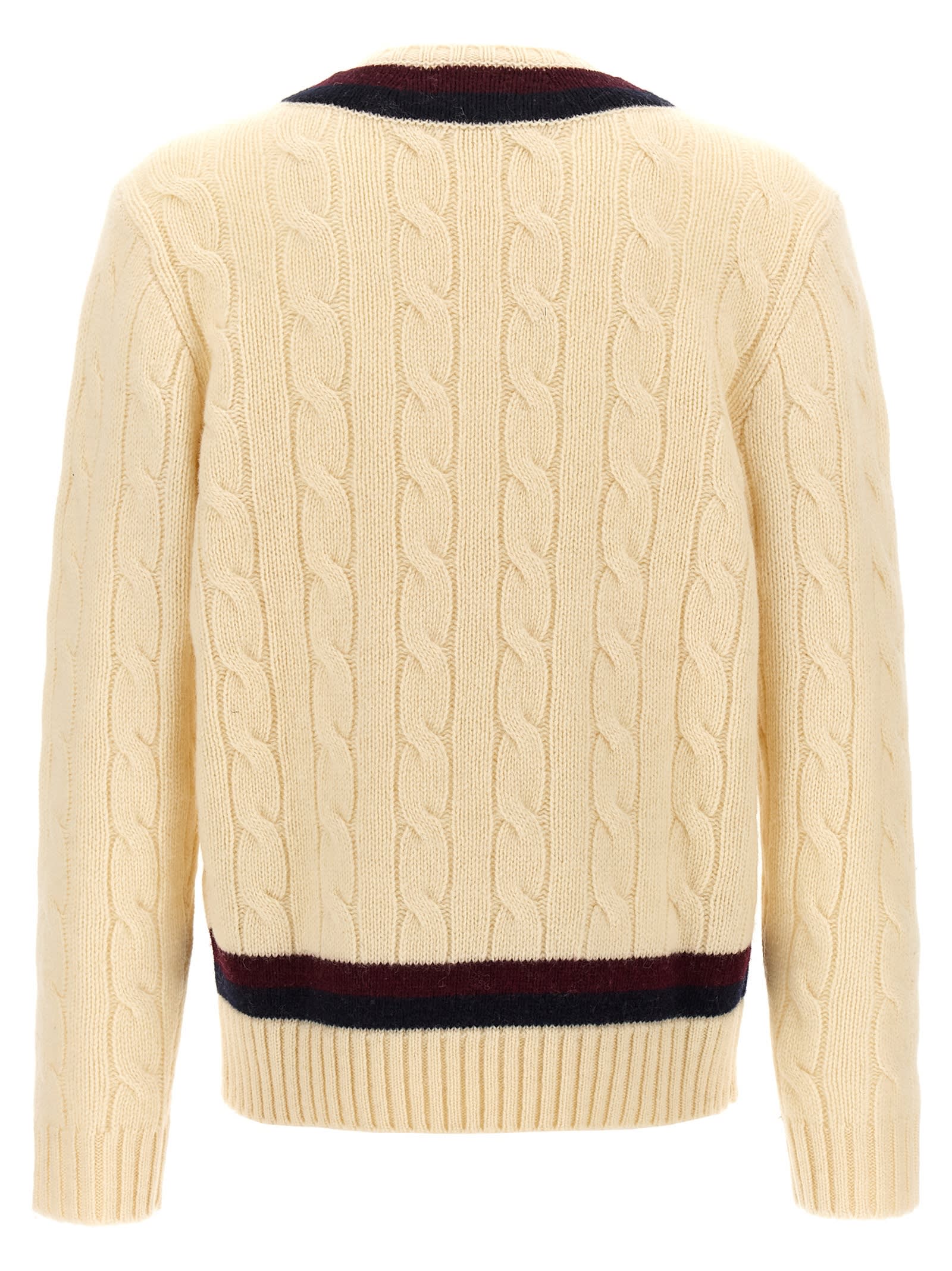 Shop Polo Ralph Lauren Aaran Cable Sweater In White