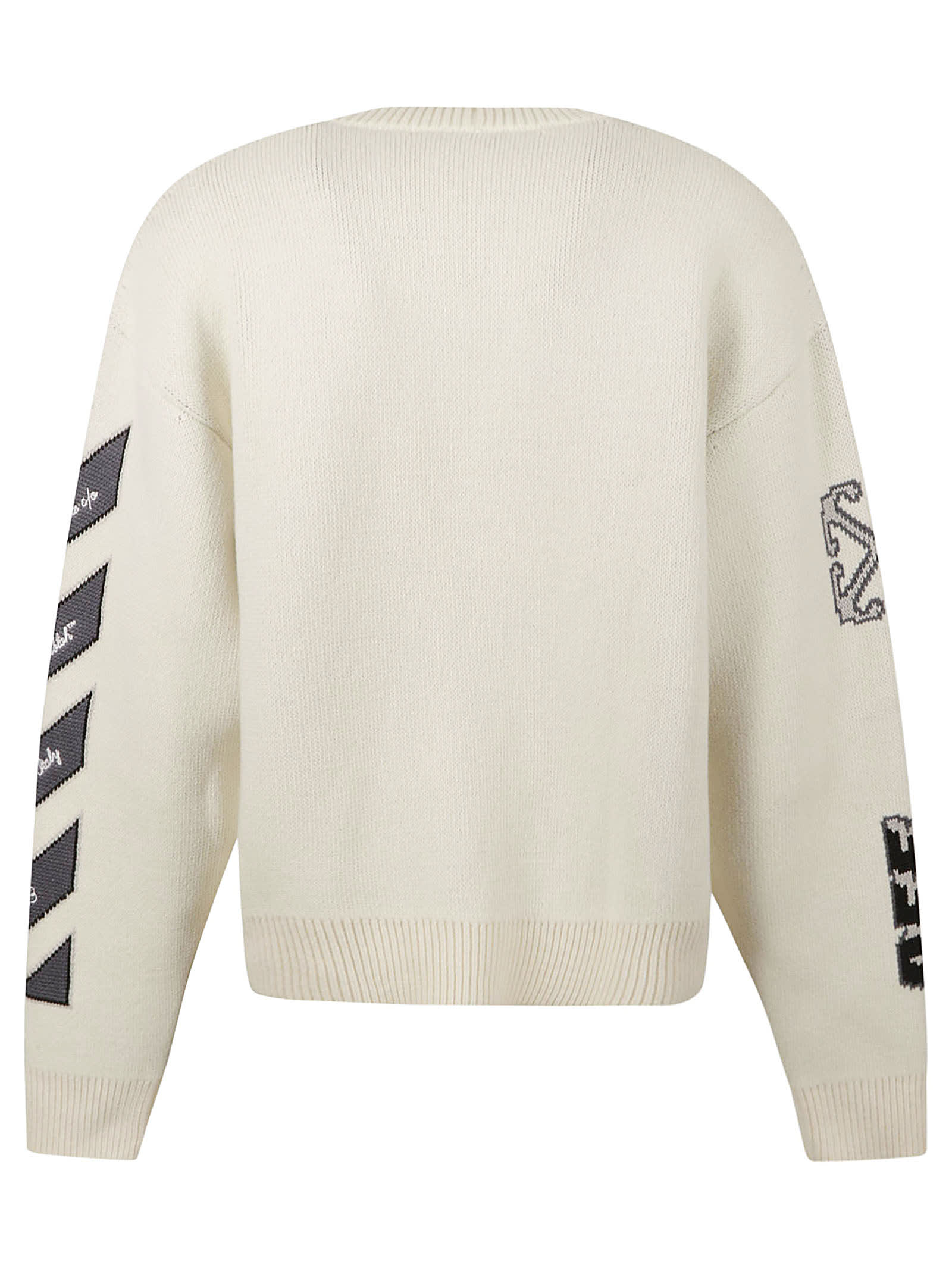 Shop Off-white Varsity Knit Cardigan In Cream/black