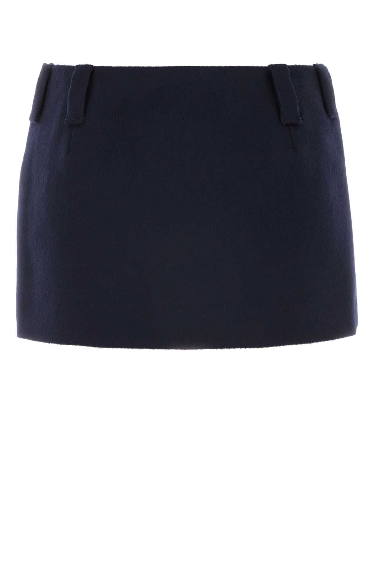 Miu Miu Navy Blue Velour Miniskirt In Bleu