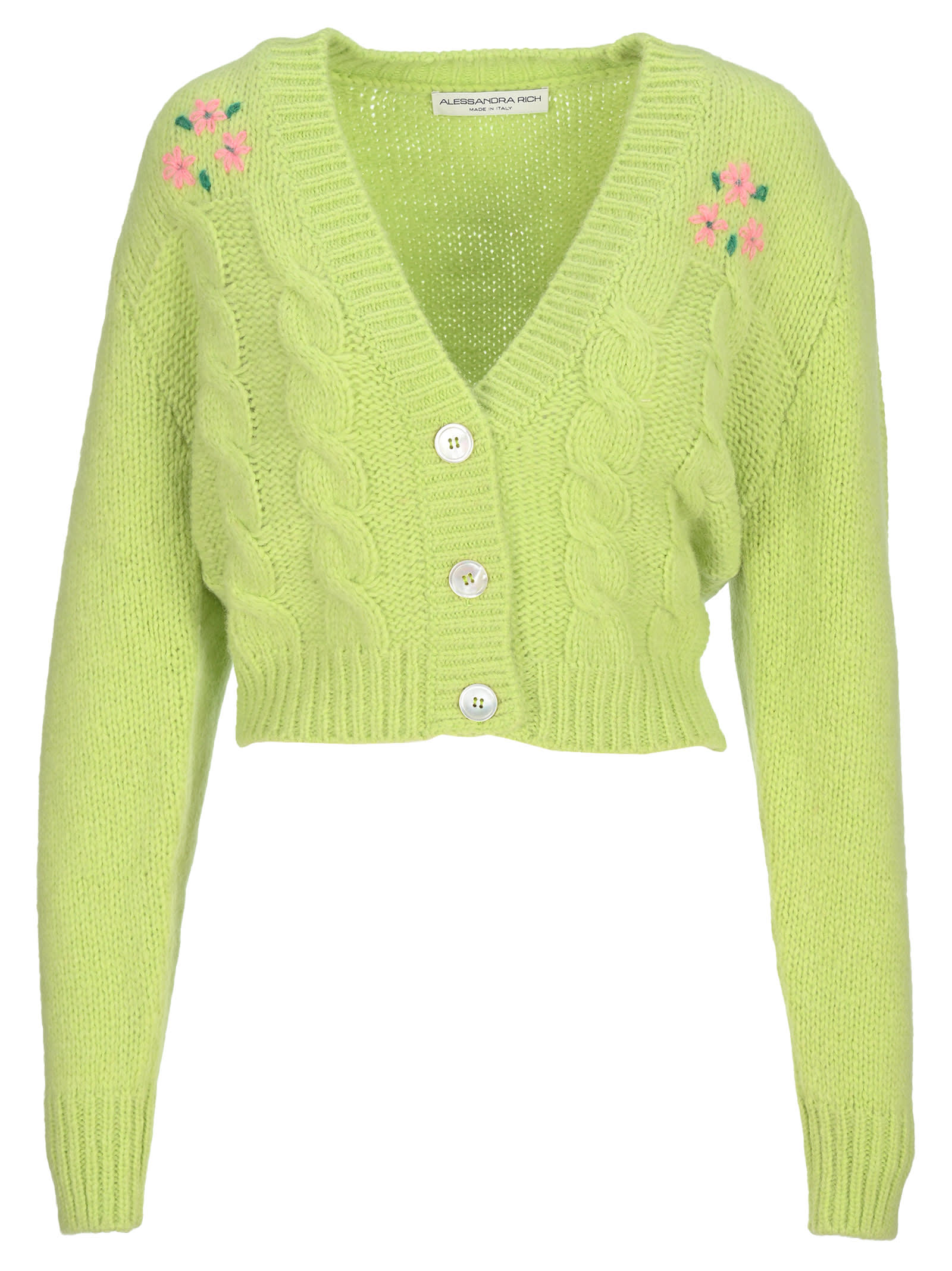 Alessandra Rich Embellished Mohair Cropped Cardigan