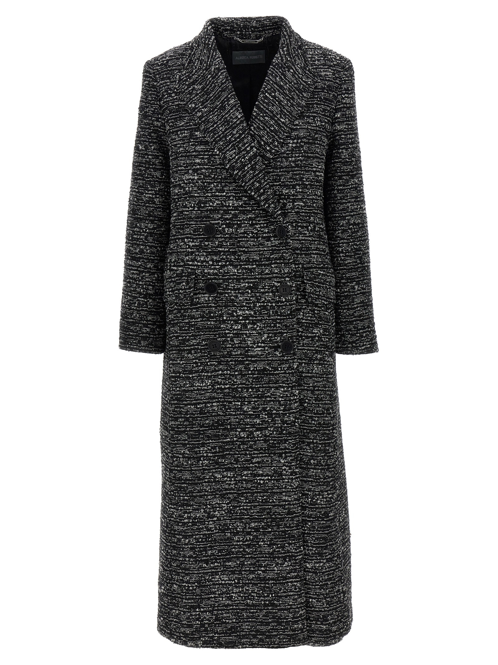 Shop Alberta Ferretti Long Bouclé Coat In White/black