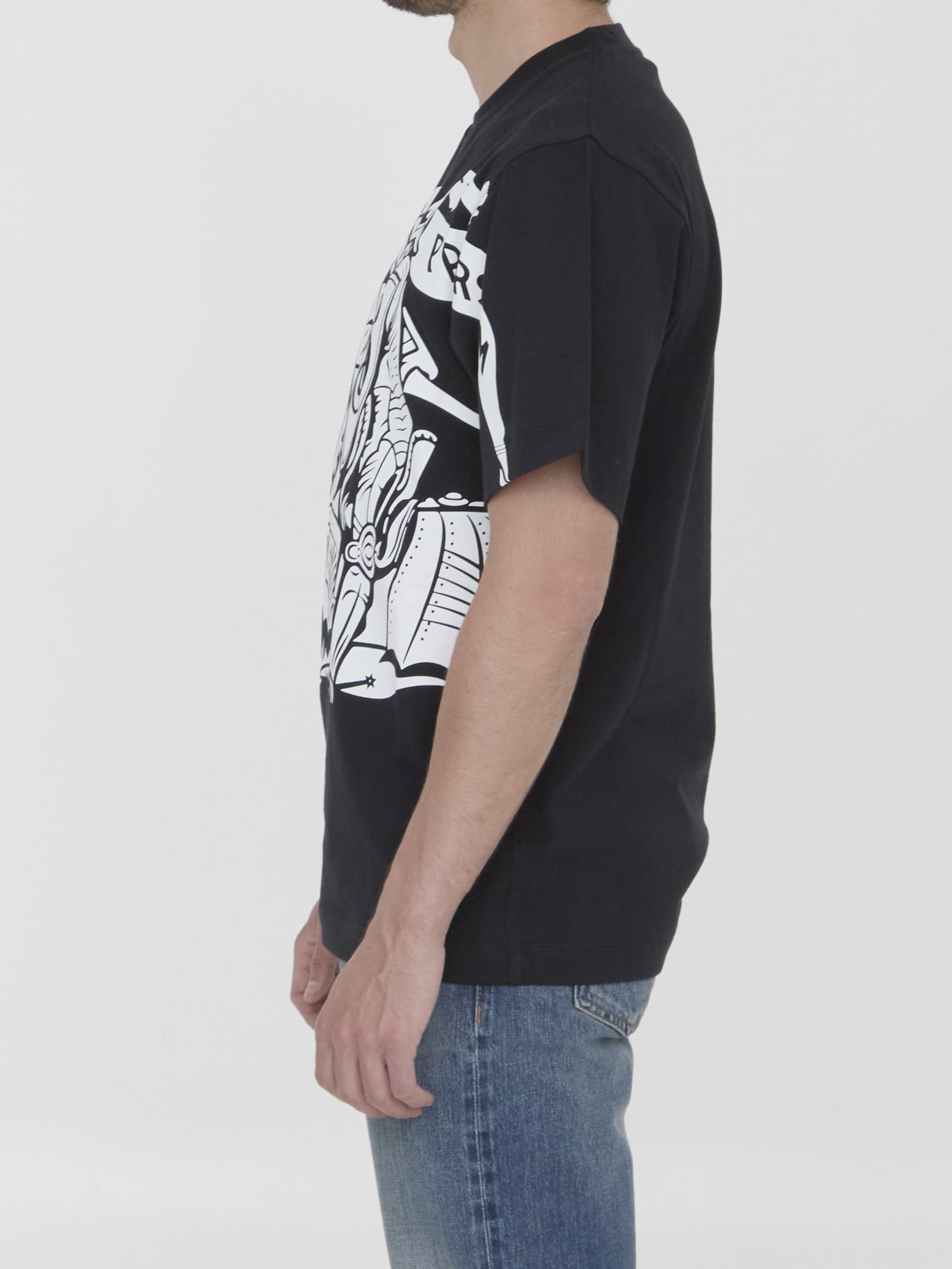 Shop Burberry Ekd Cotton T-shirt In Black