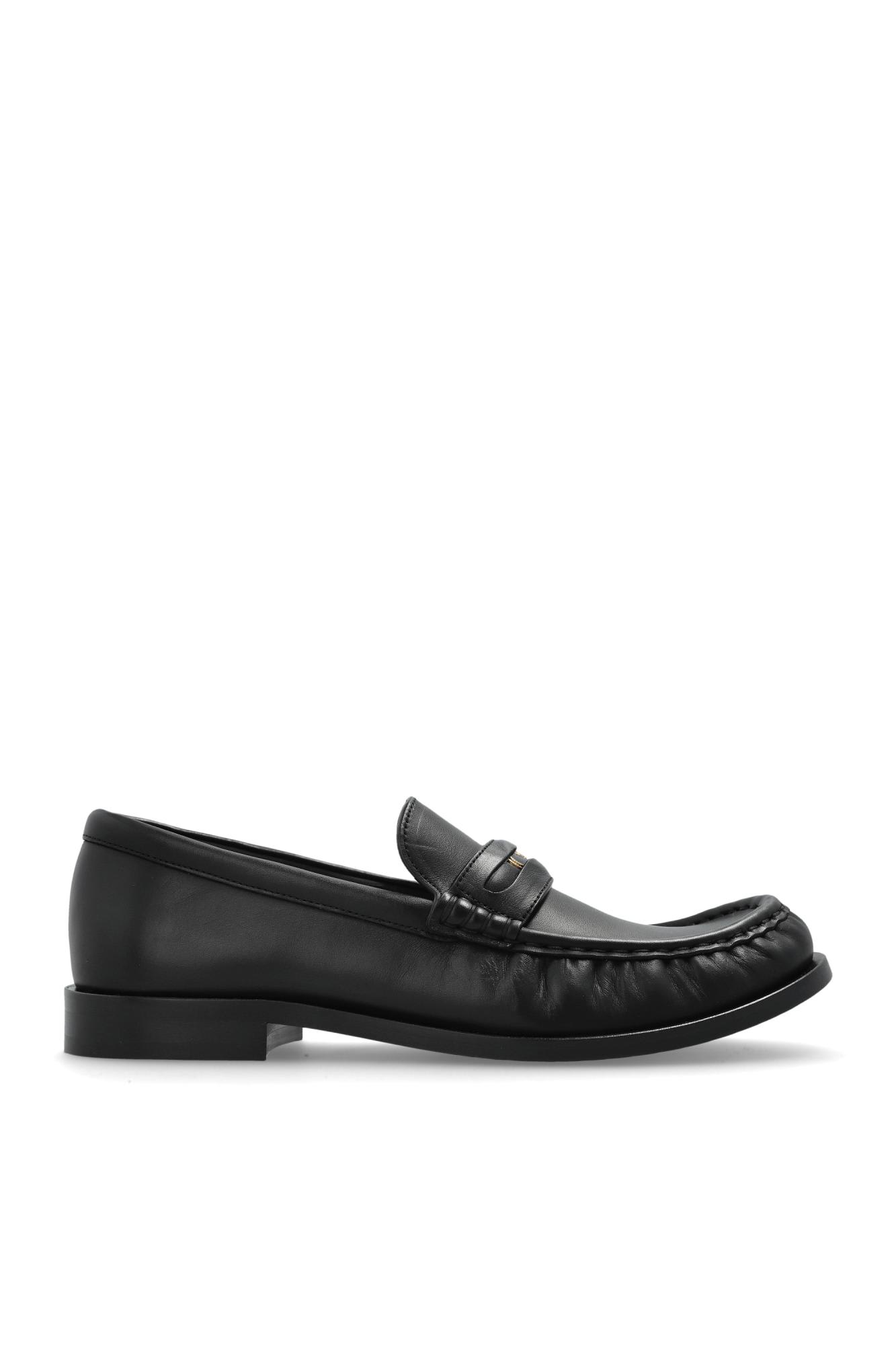 Burberry Leather Penny Loafers In Black