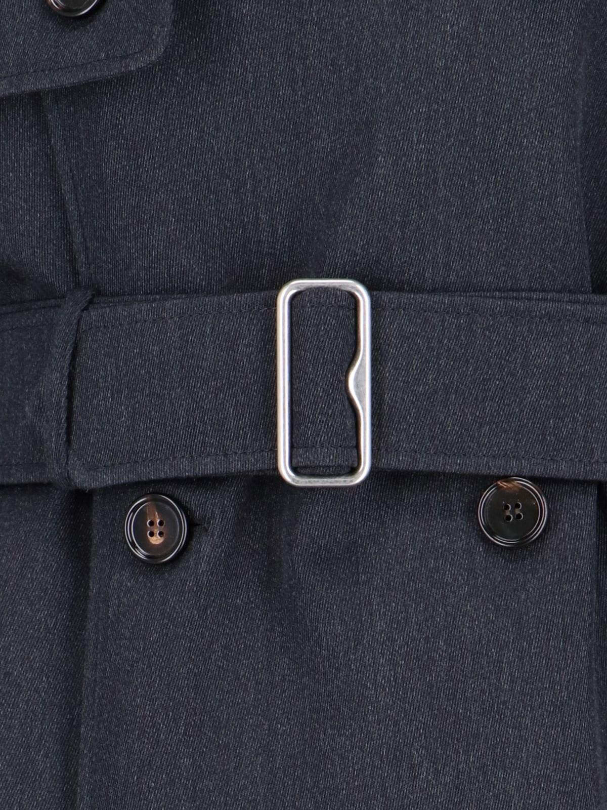 Burberry Virgin Wool Midi Trench Coat In Grey