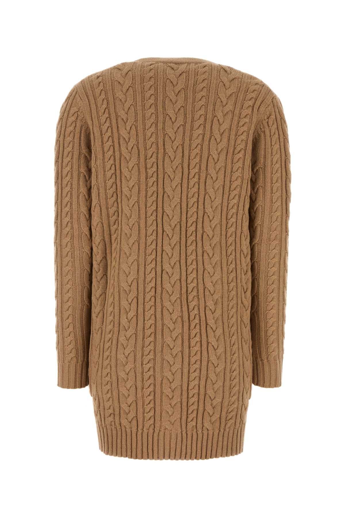 Shop Max Mara Camel Wool Blend Calotta Cardigan In Cammello