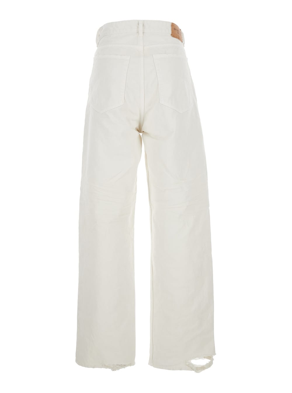 Balenciaga White Five Pocket Jeans With Ripped Hem In Cotton Woman In White