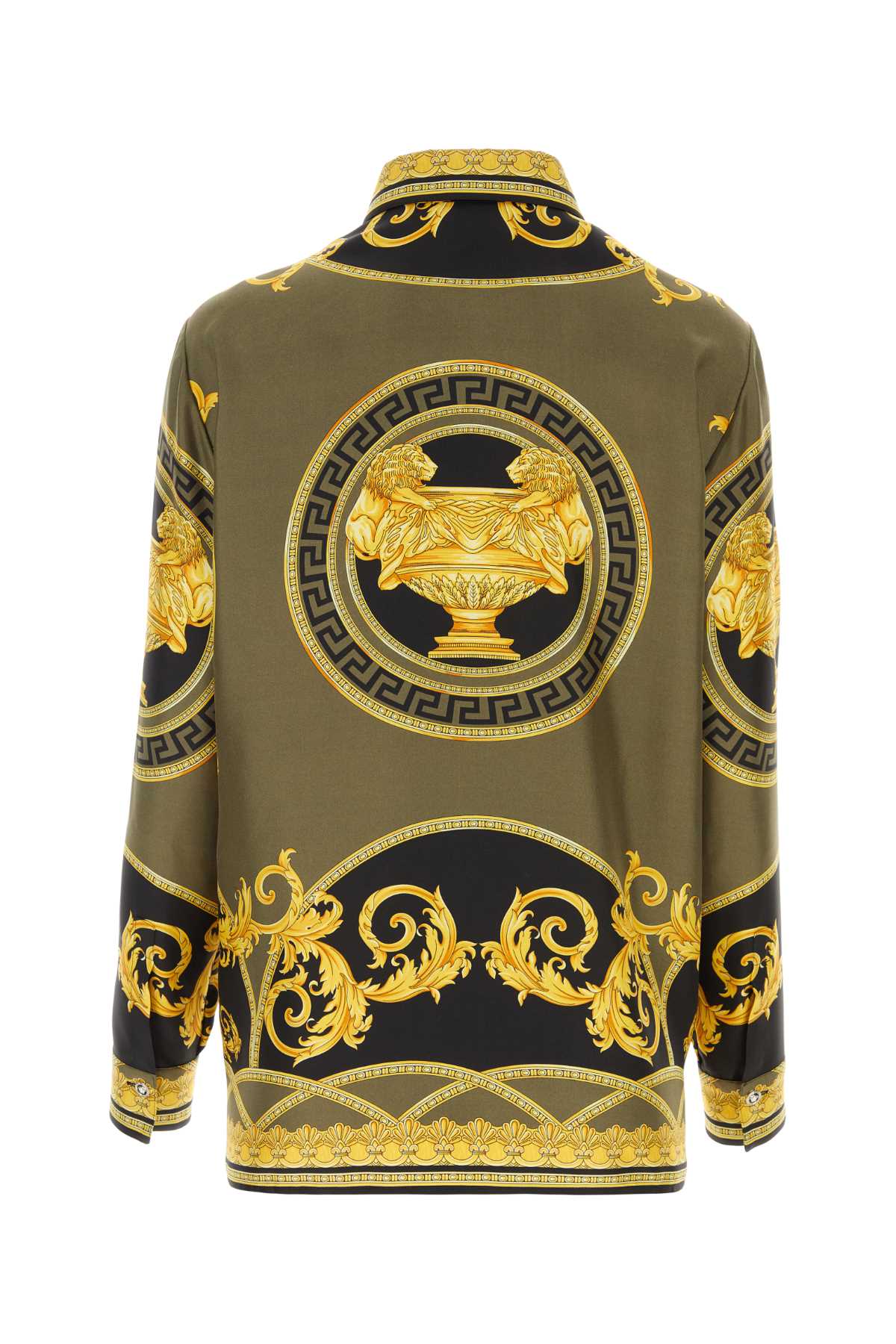 Shop Versace Printed Silk Shirt In Black