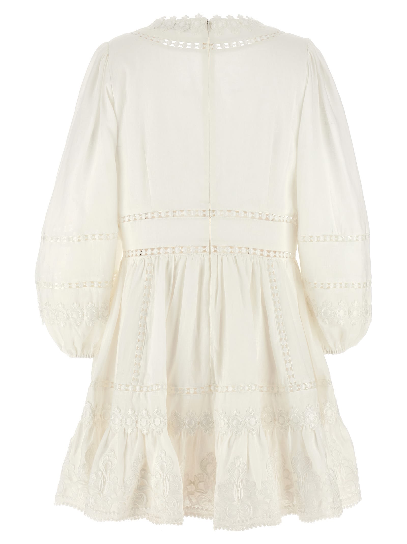 Shop Zimmermann Pop Trimmed Mini Dress In White