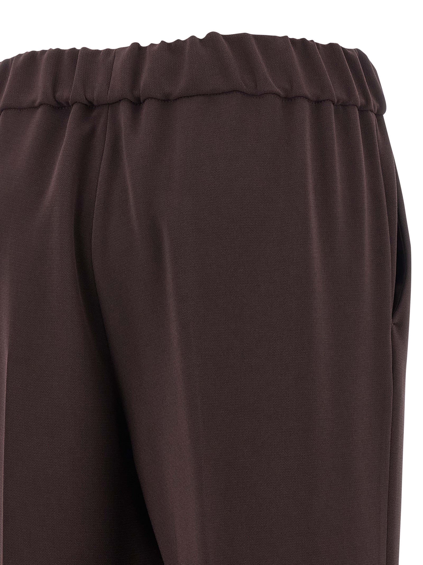 Alberto Biani Elastic Waistband Straight Leg Trousers With Side Pockets In Burgundy