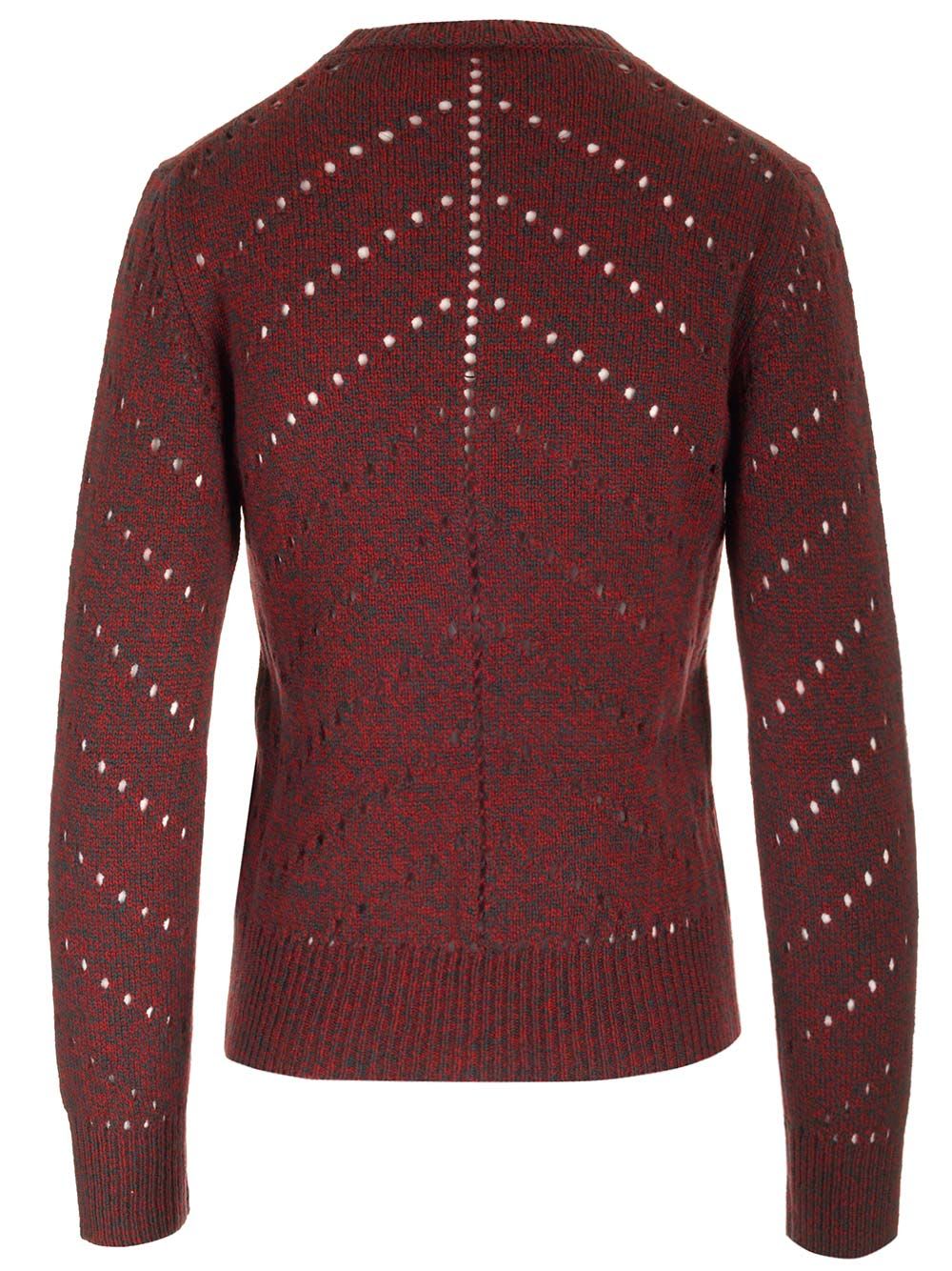 Shop Etro Open Knit Wool Sweater In Bordeaux