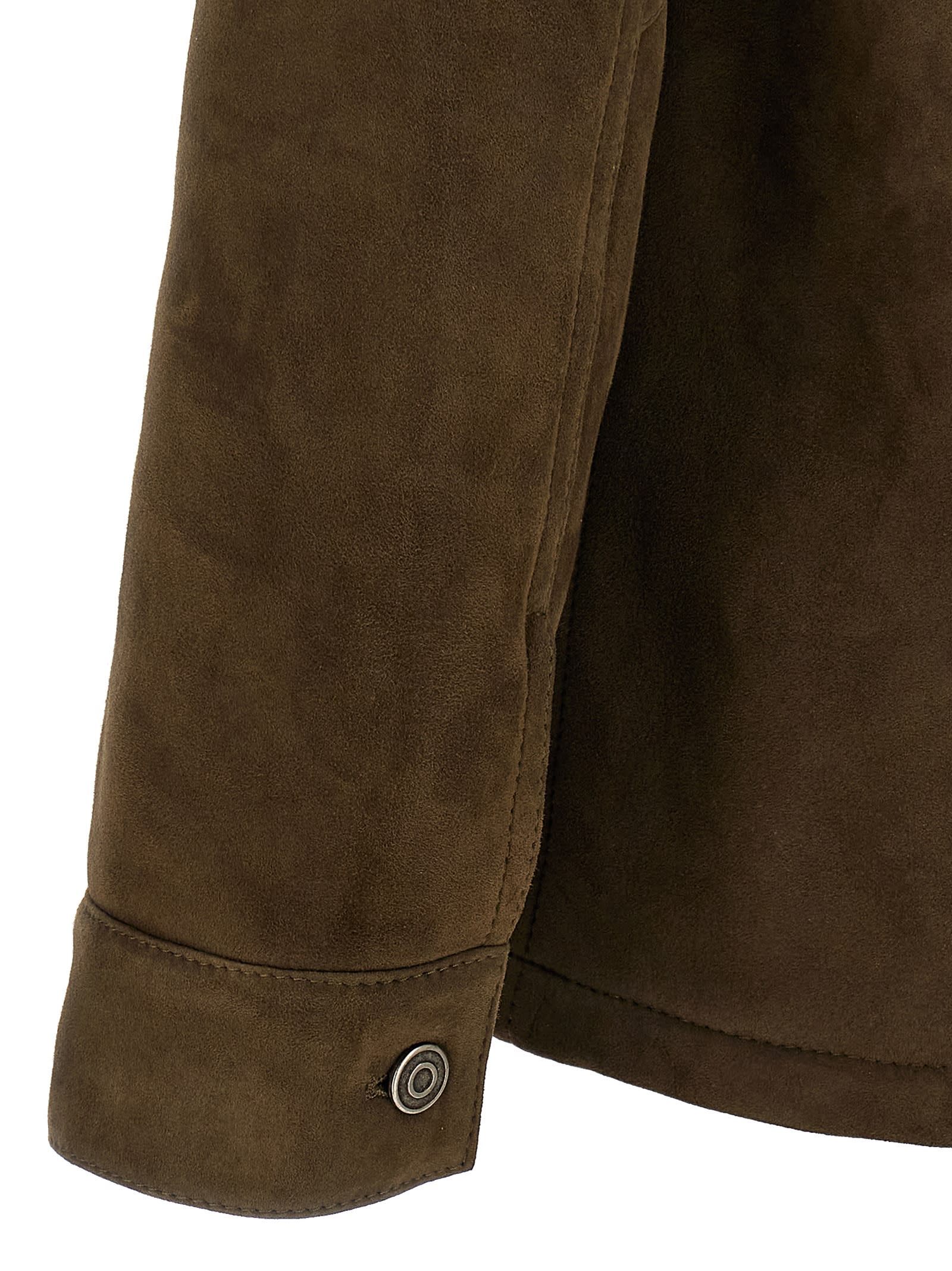 Giorgio Brato Shearling-collar Suede Jacket In Green