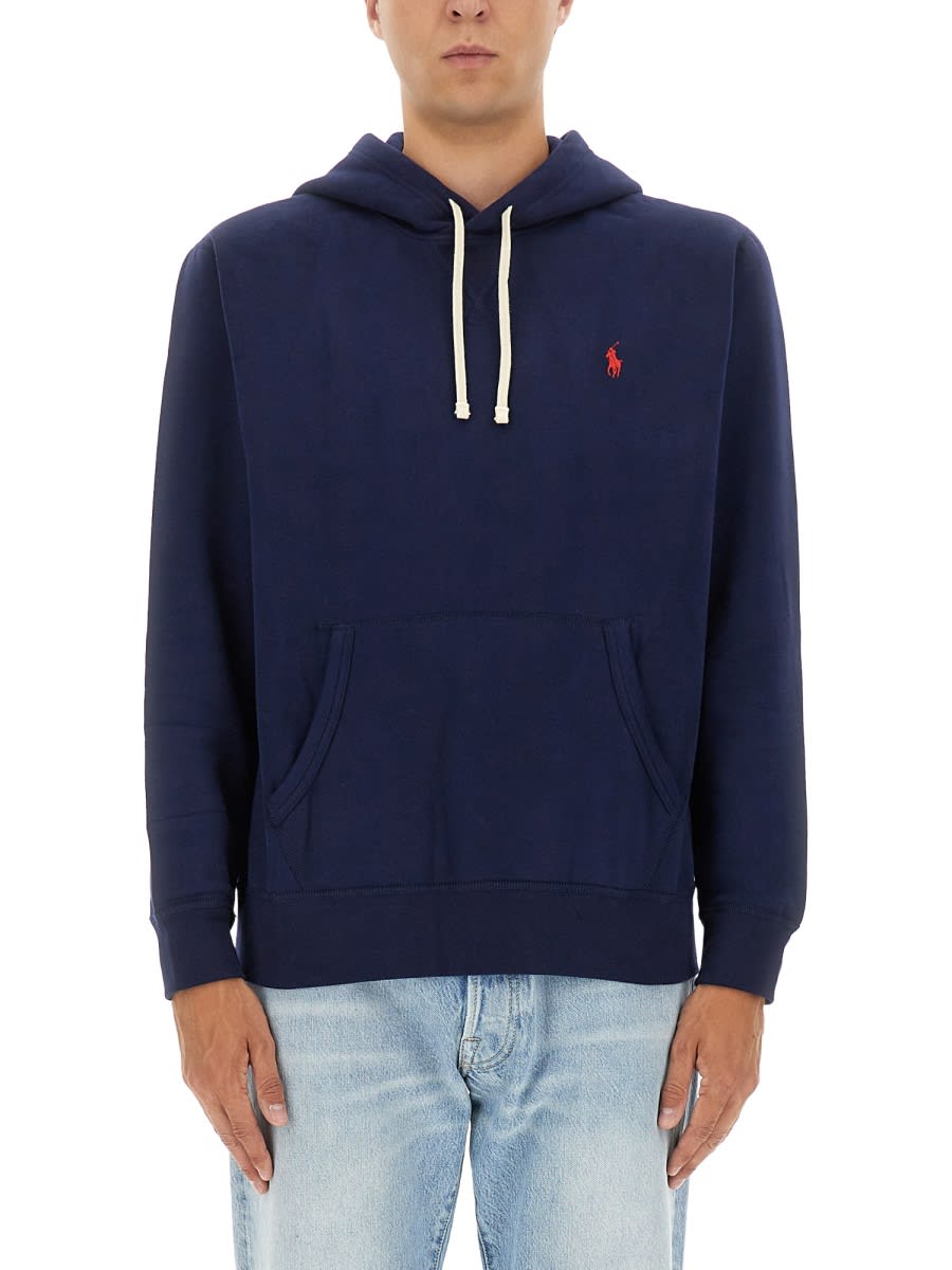 Polo Ralph Lauren Logo Hoodie In Blue