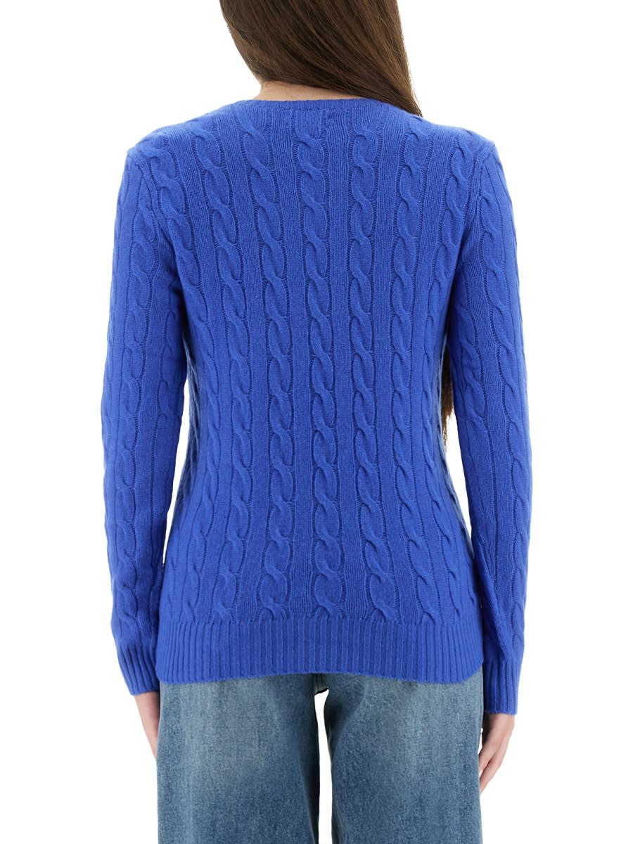 Polo Ralph Lauren Cable Wool And Cashmere Crewneck Jumper In Blue