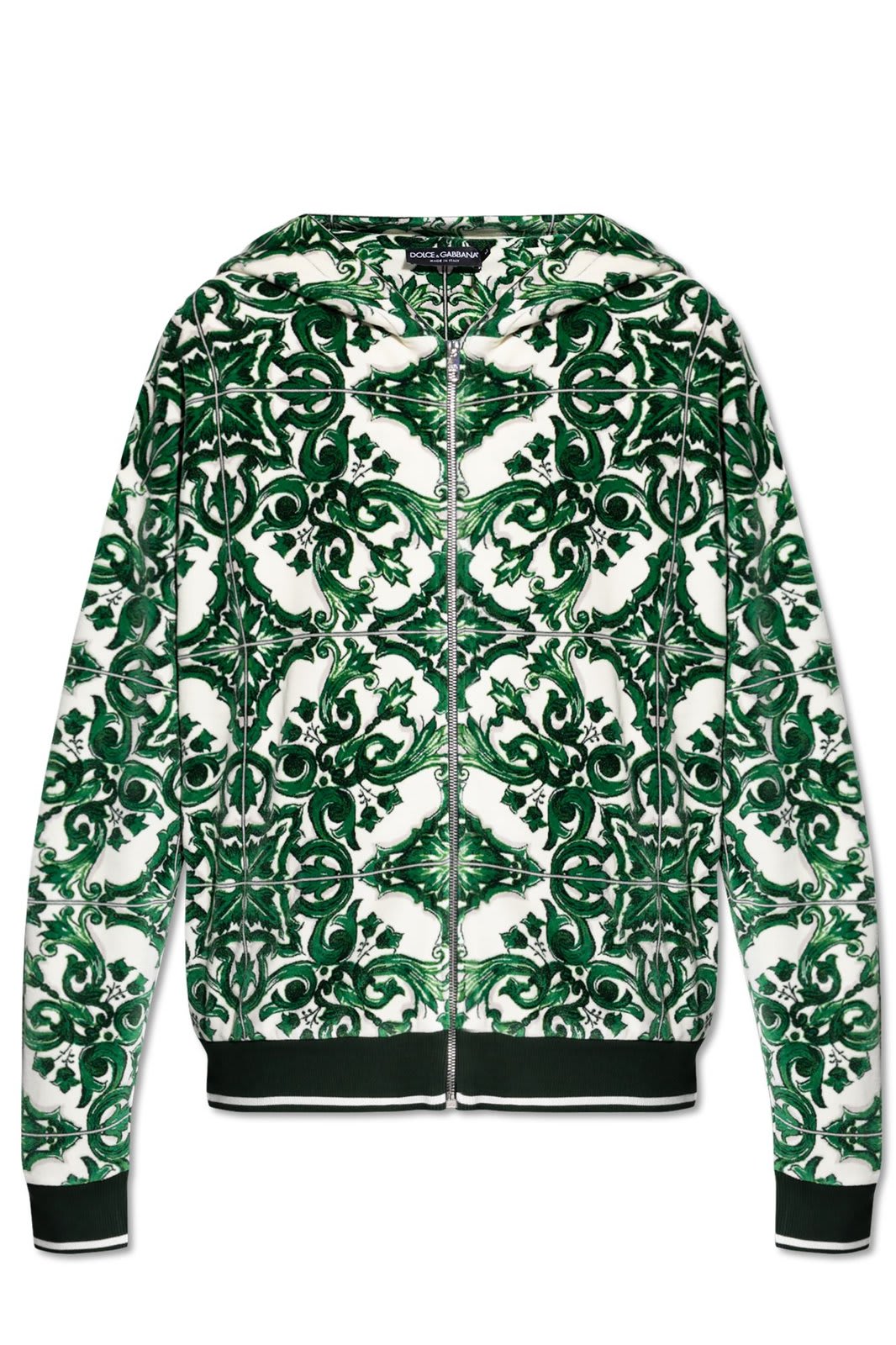 DOLCE & GABBANA MAJOLICA PRINTED ZIP-UP HOODIE 