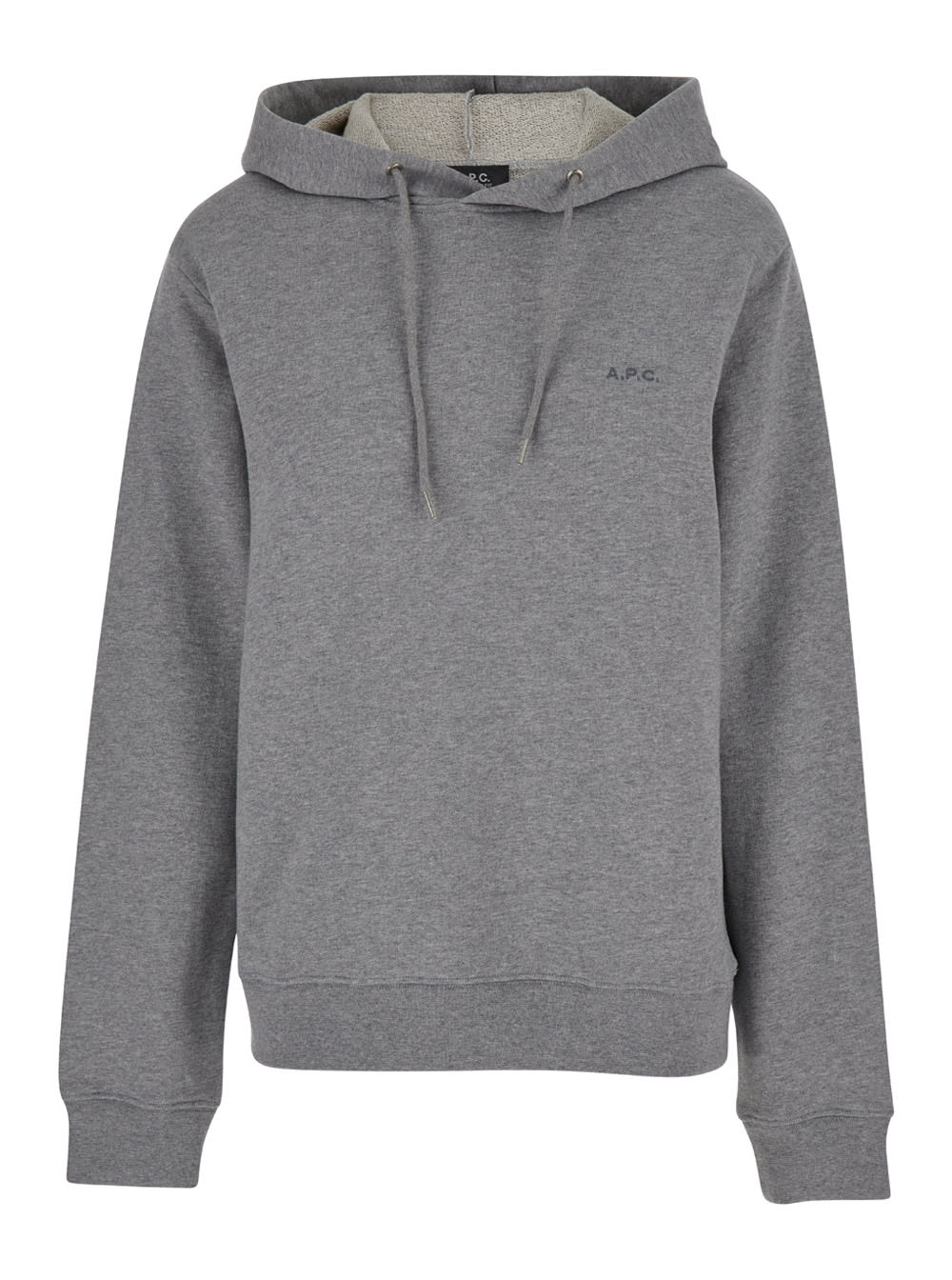 Shop Apc Grey Hoodie With Tonal Logo Embroidery In Jersey Woman