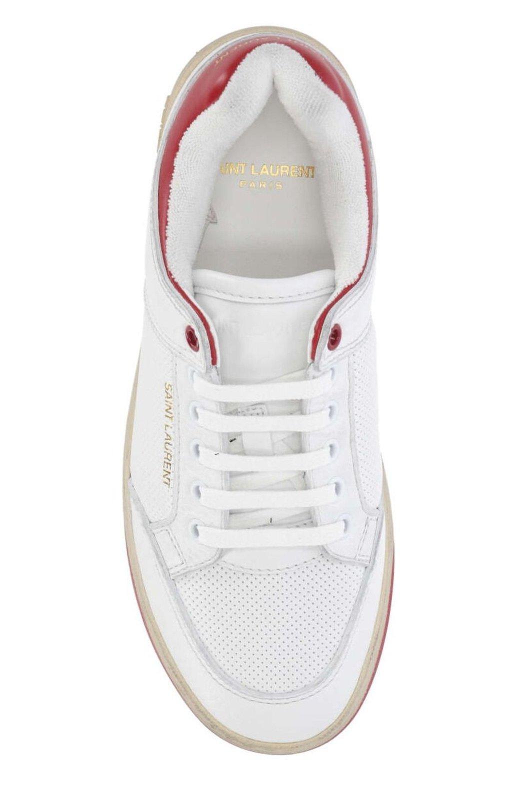 Shop Saint Laurent Sl/61 Lace-up Sneakers In Gre Bl