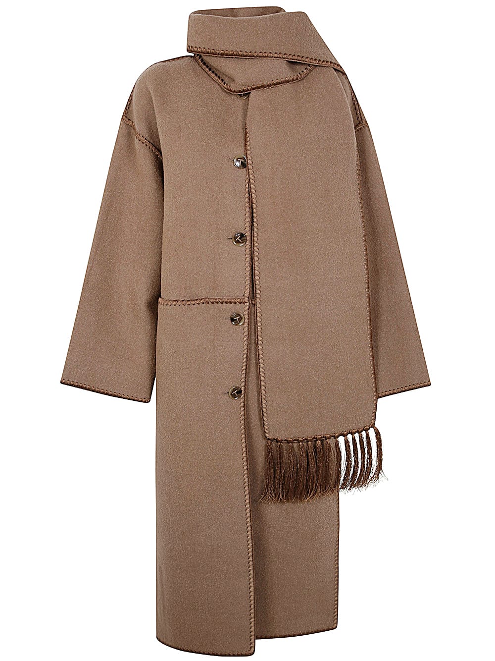 Shop Totême Embroidered Scarf Coat In Camel