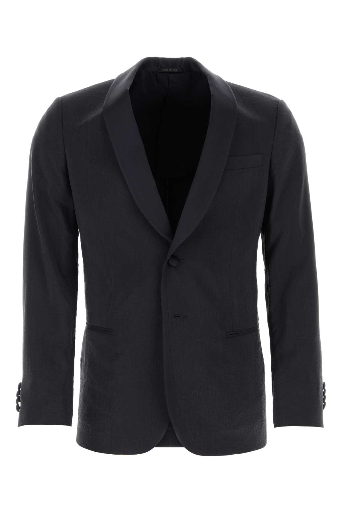 Navy Blue Silk Blend Blazer