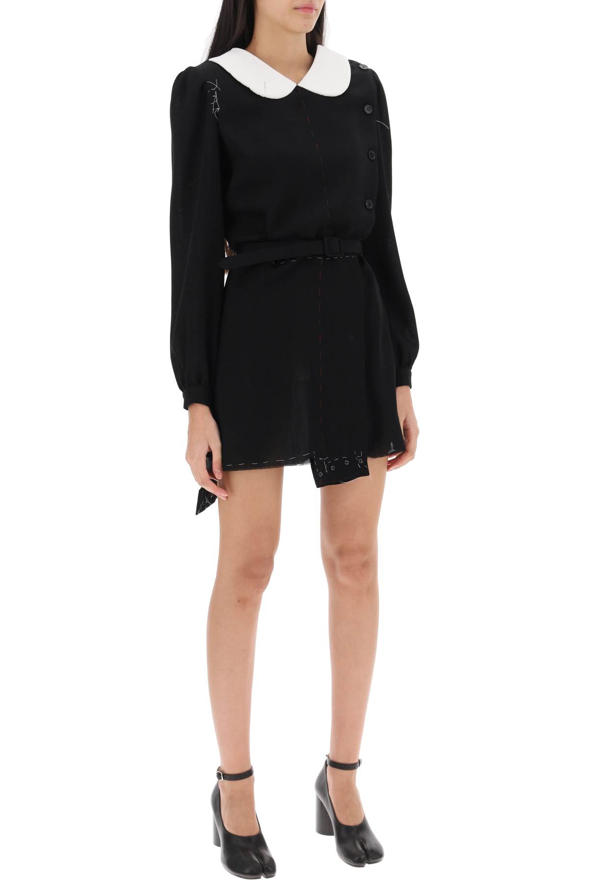 Shop Maison Margiela Convertible Mini Dress In Wool In Black