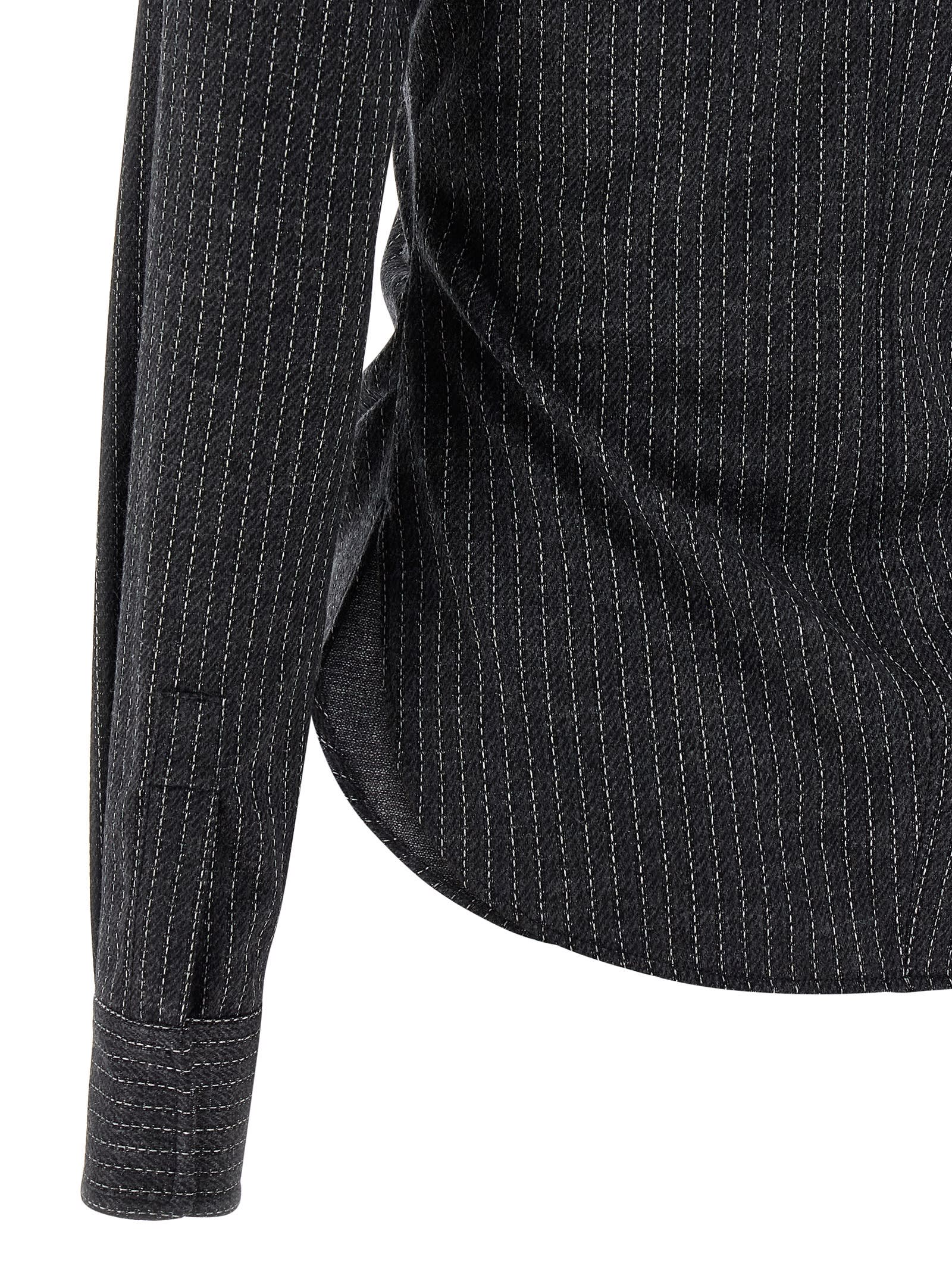 Isabel Marant Tailored Pinstripe Long Sleeve Shirt In Gray