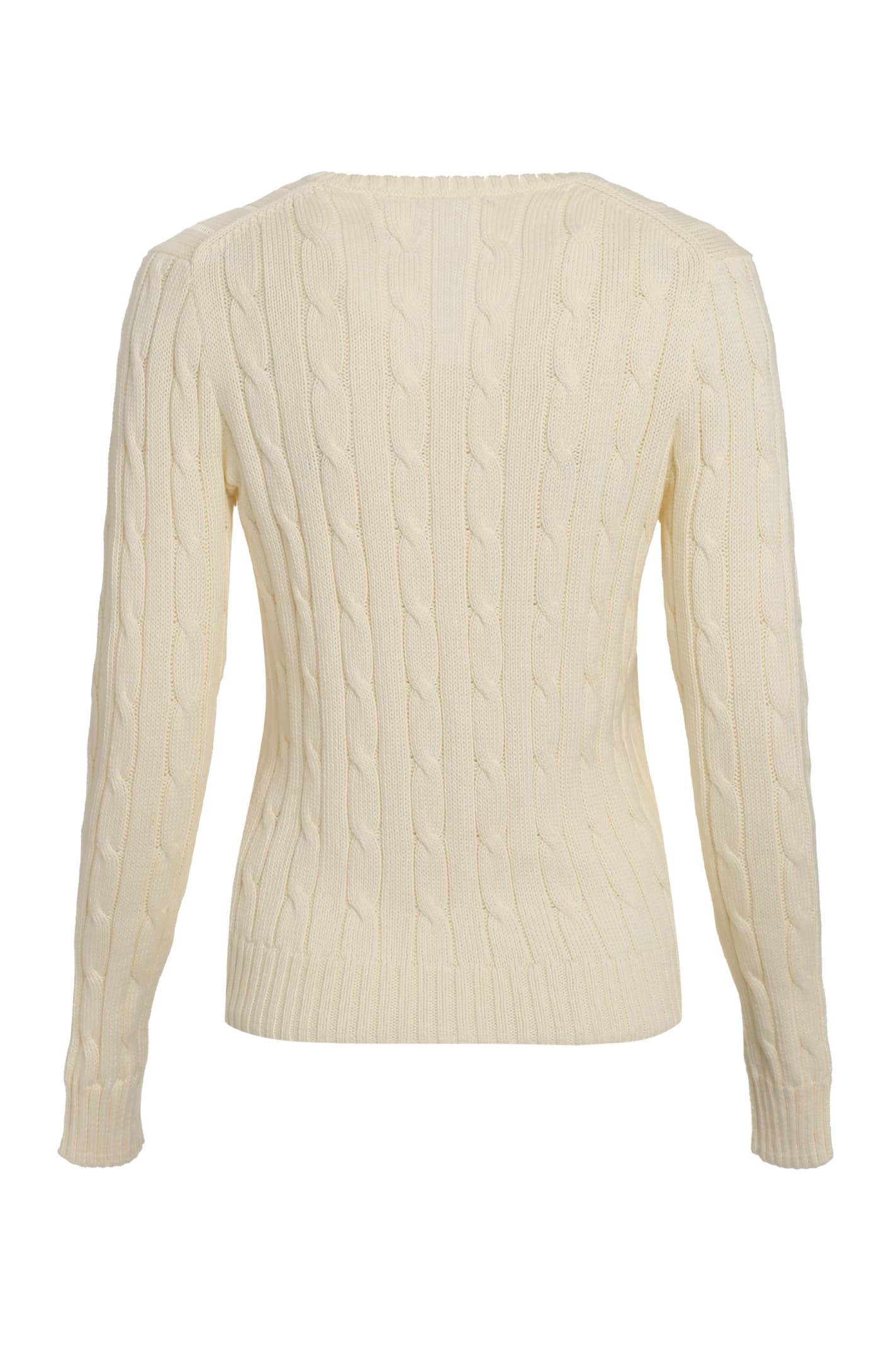 Polo Ralph Lauren Kimberly Polo Pony Cable-knit Jumper In Beige