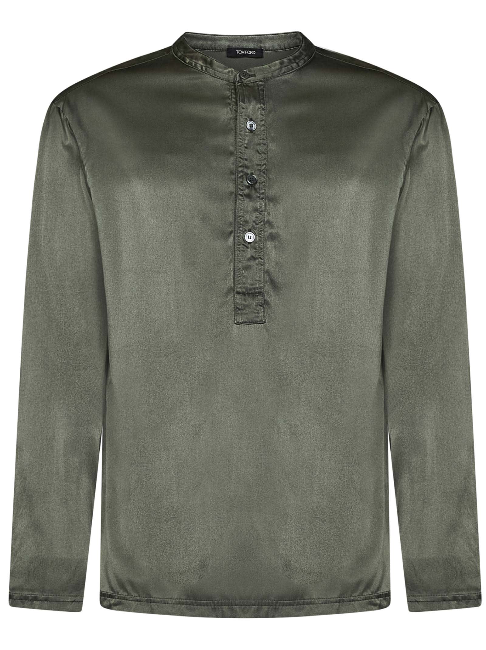 Shop Tom Ford Henley Shirt In Military Green