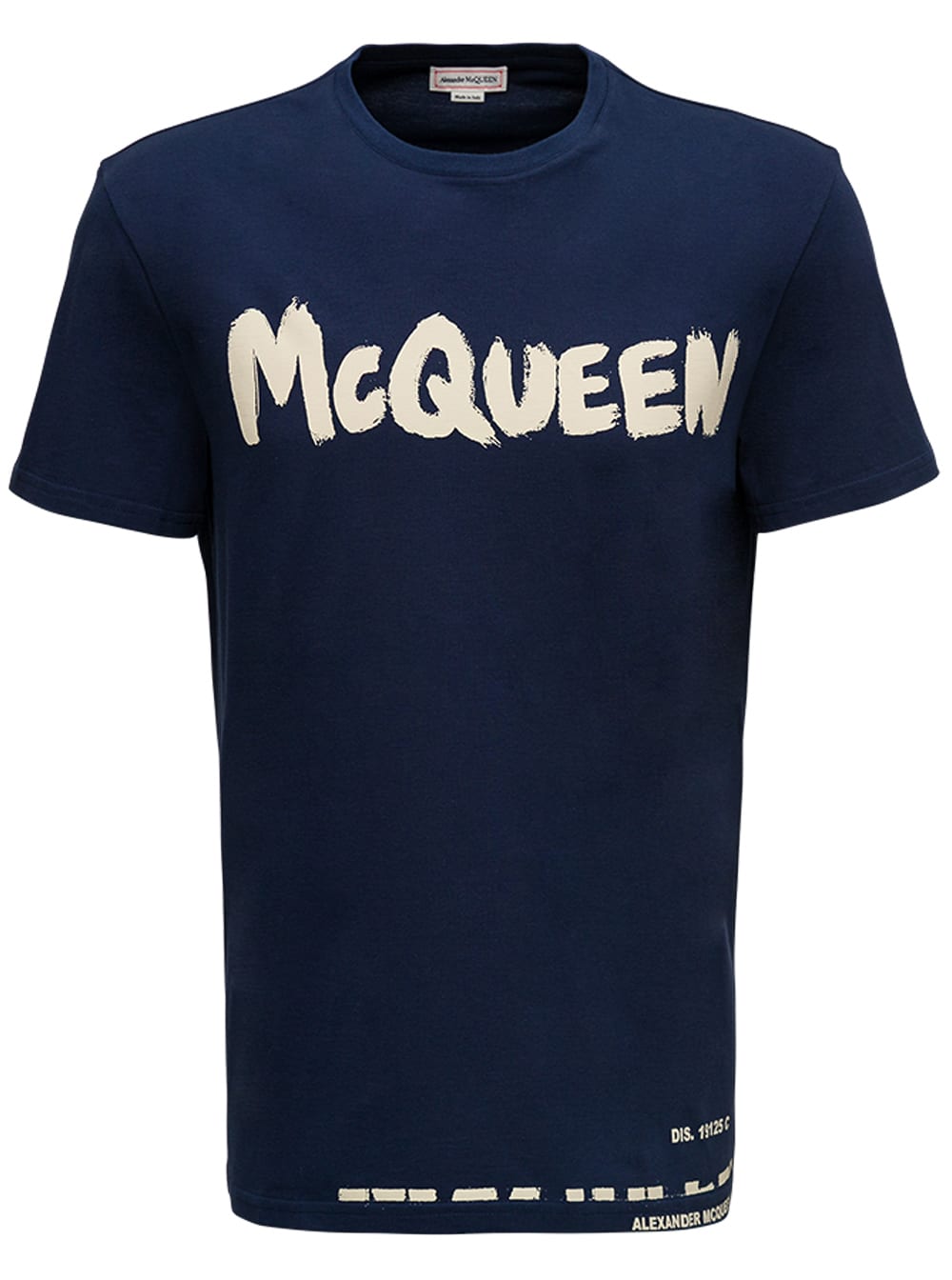 Alexander McQueen Blue Cotton T-shirt With Logo Print
