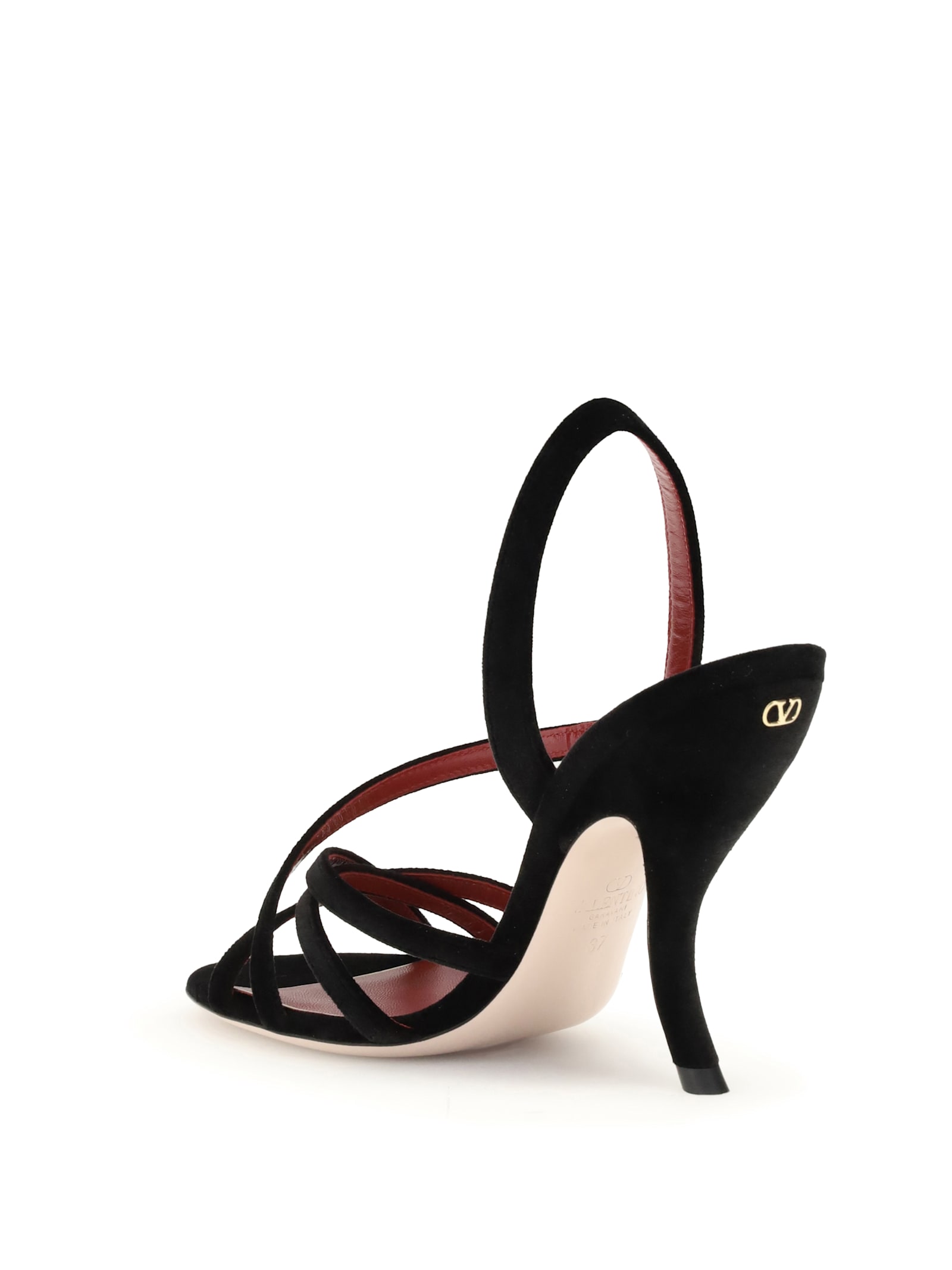 Valentino Garavani Fetishique Velvet Sandal 105mm Woman Black 42 In Black