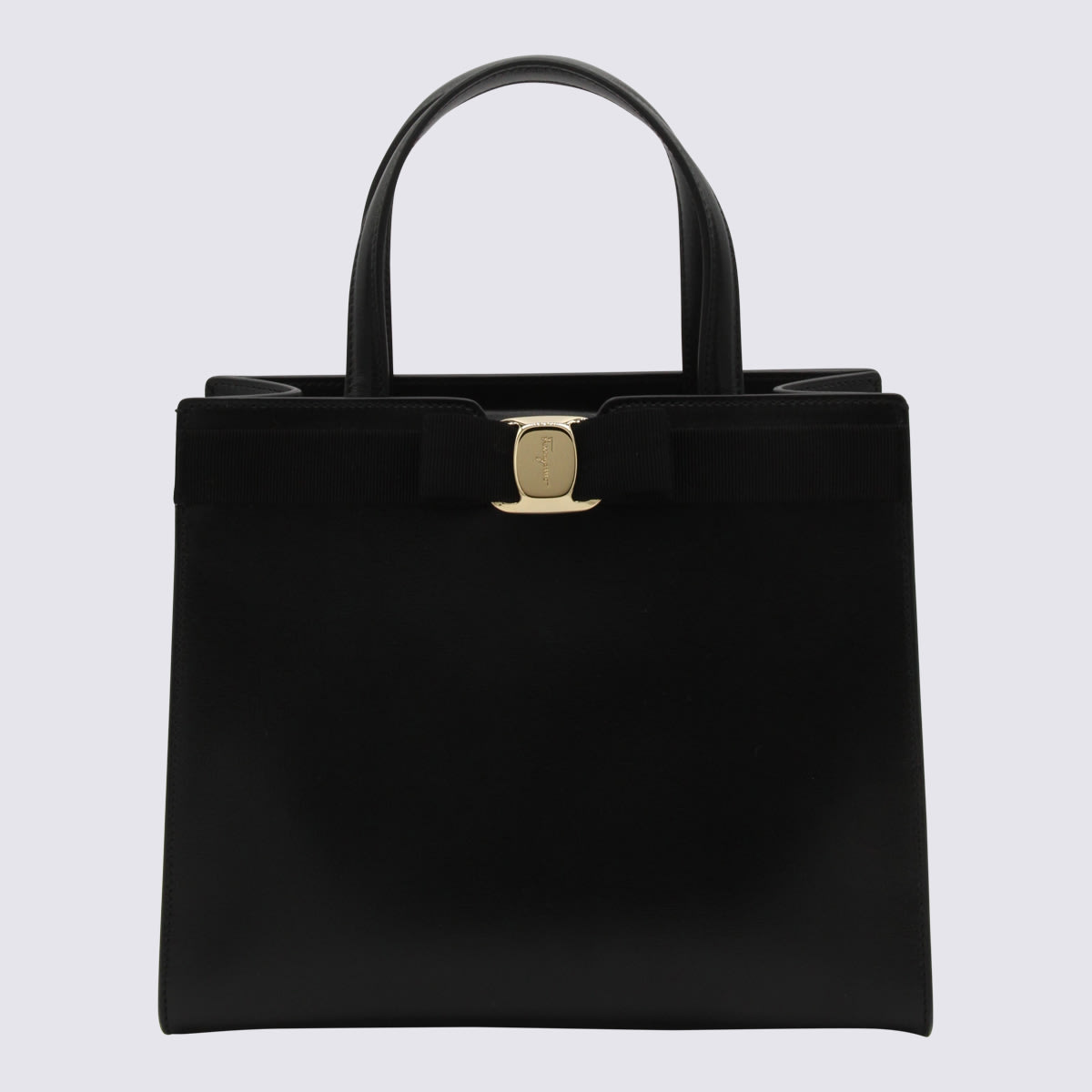 Shop Ferragamo Black Leather Vara Tote Bag