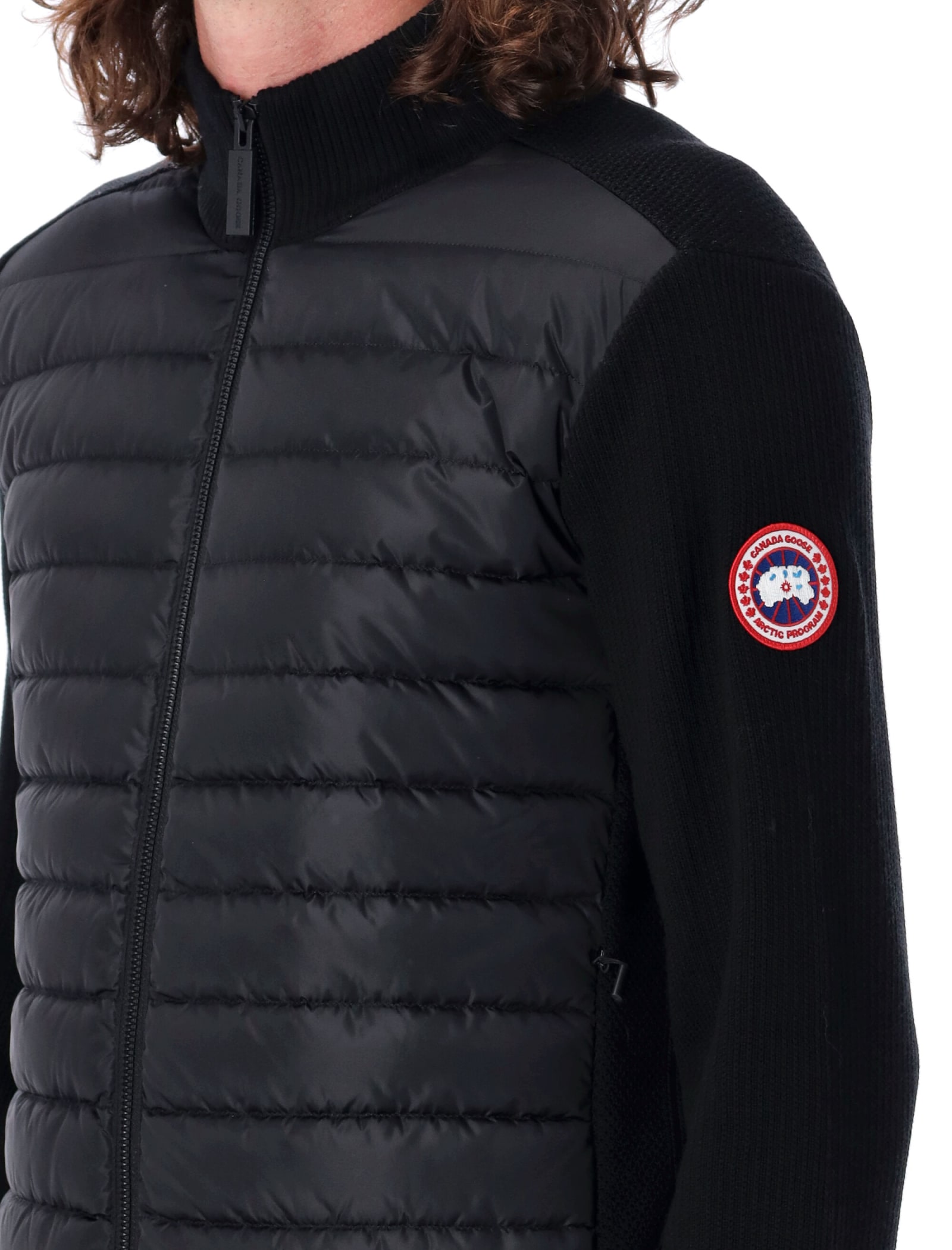 Shop Canada Goose Hybridge Knit Jacket In Black