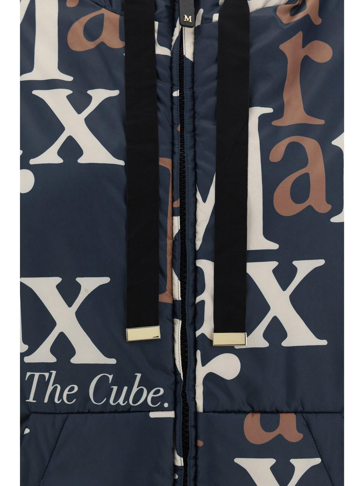 Shop Max Mara The Cube Reversible Hooded Padded Jacket In Blue