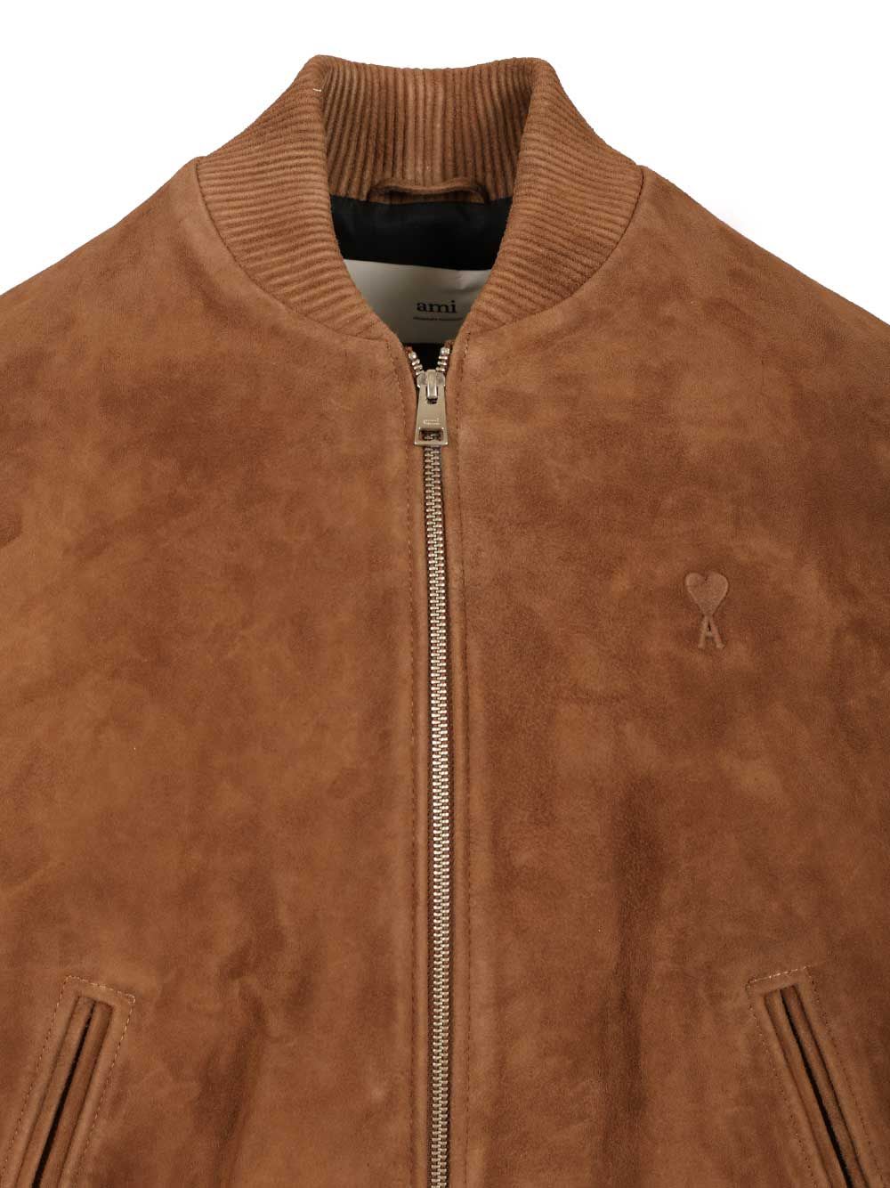 Ami Alexandre Mattiussi Goat Suede Jacket In Brown