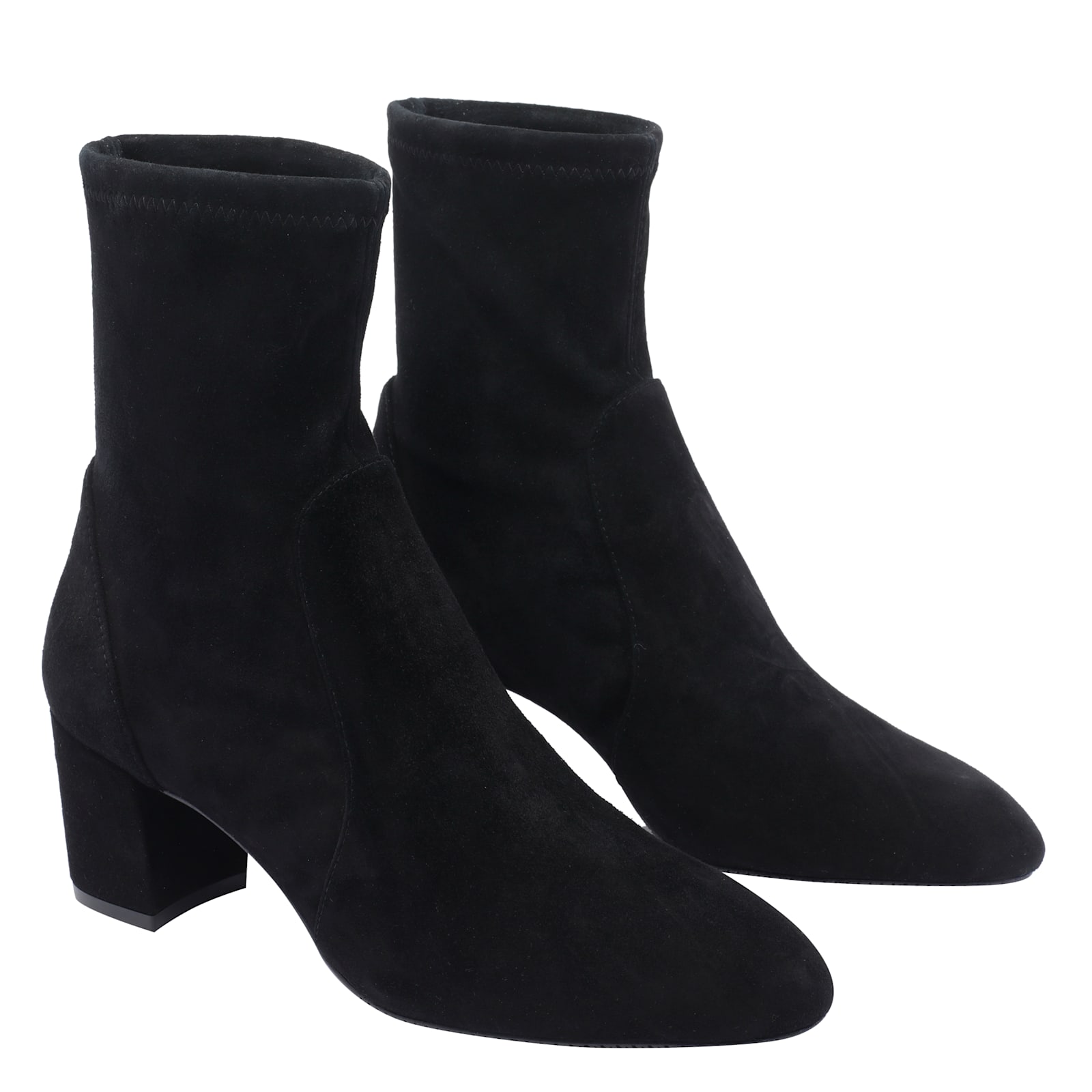 Stuart Weitzman Yuliana 60 Suede Leather Ankle Boot In Black