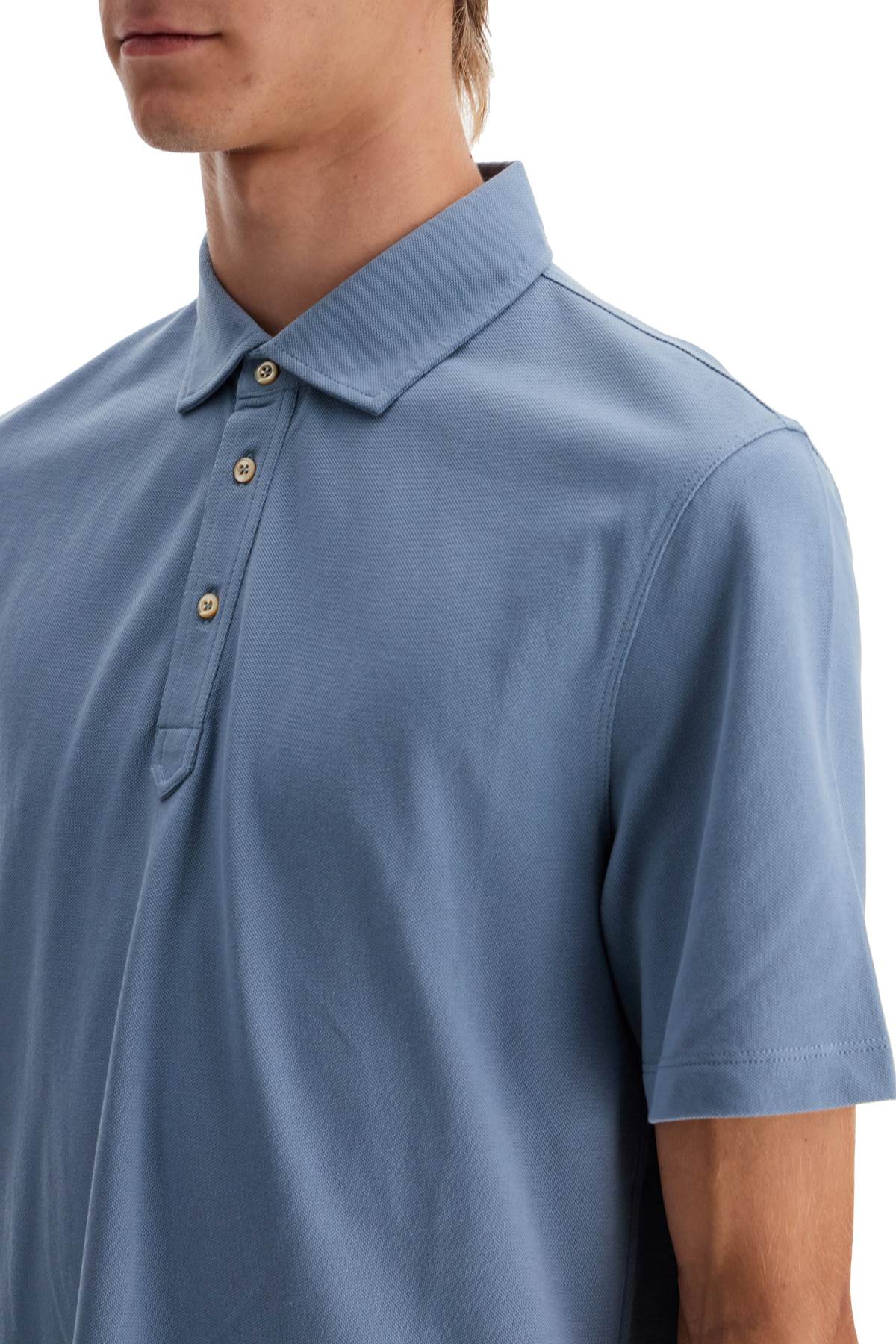 Shop Brunello Cucinelli Pique Polo Shirt In Celestiale (light Blue)