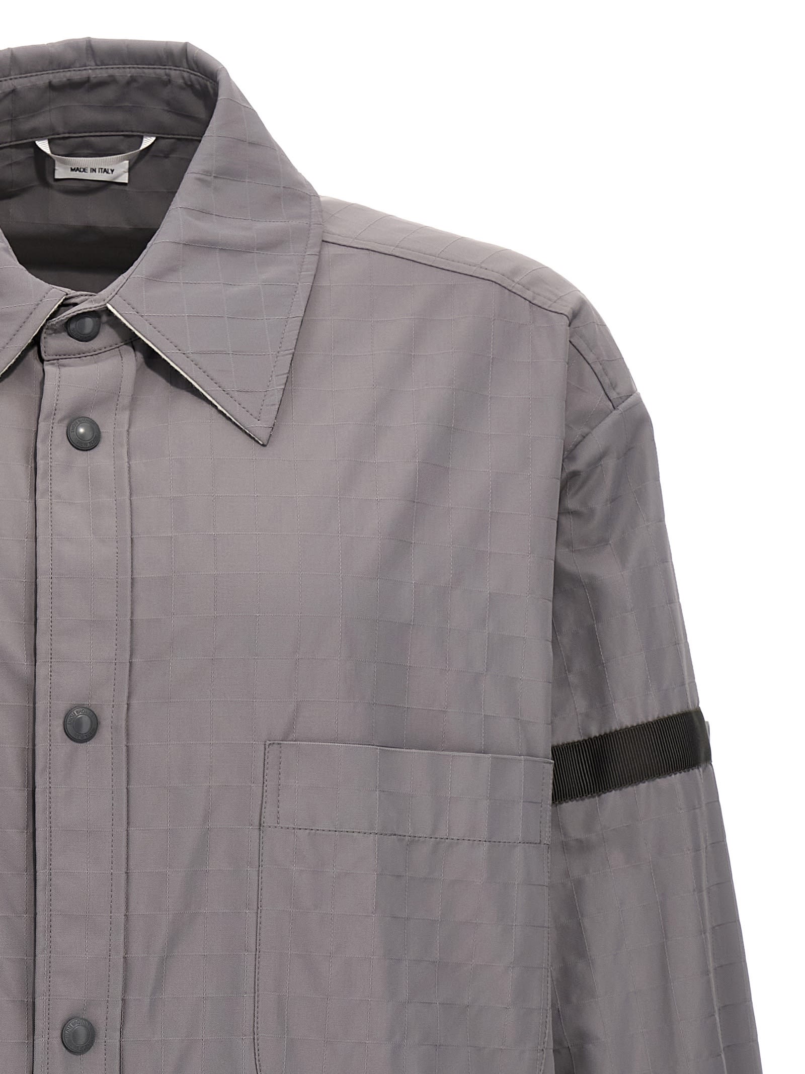 Shop Thom Browne Snap Front Overshirt In Gray