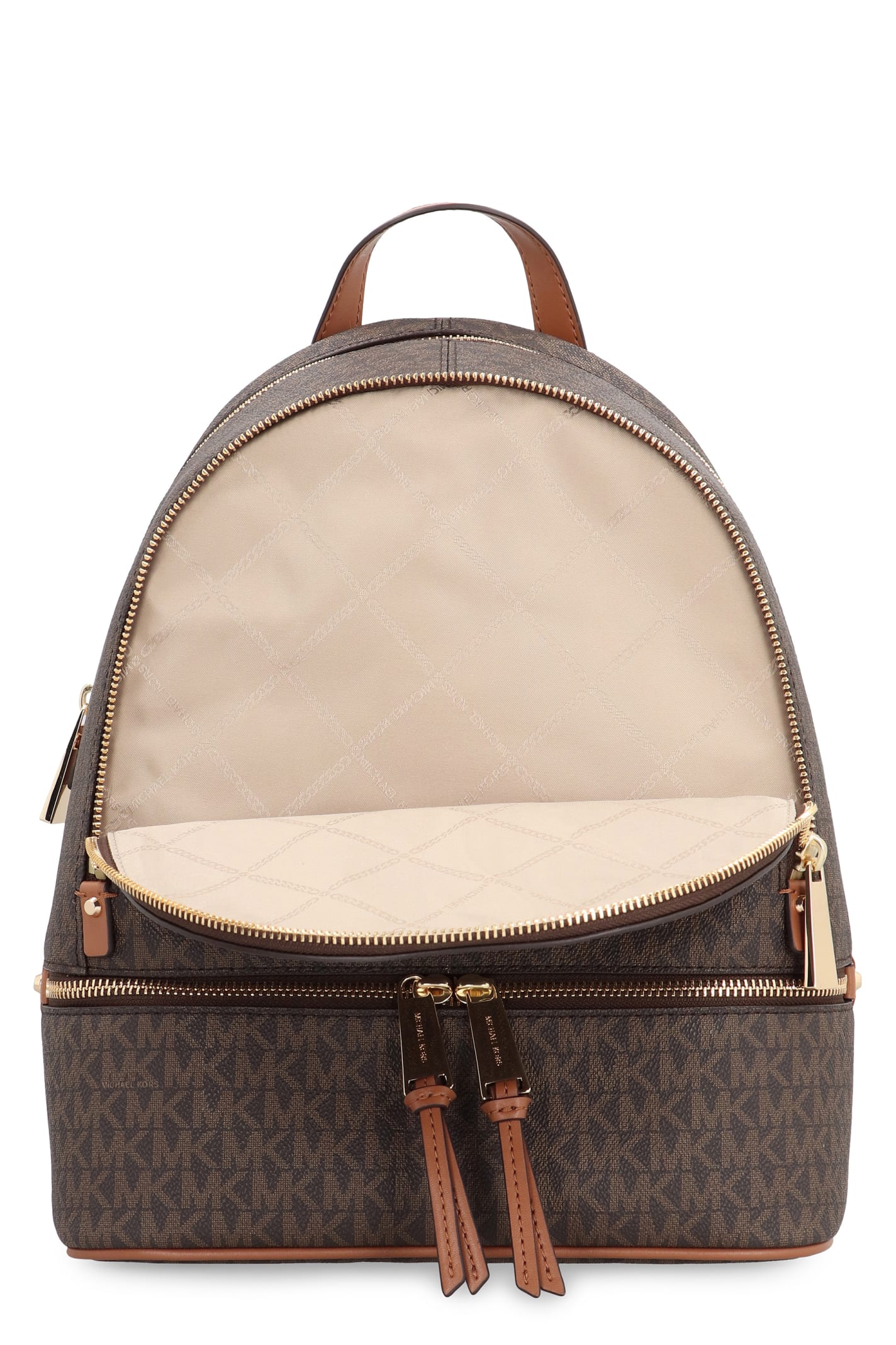 Shop Michael Michael Kors Rhea Coated Canvas Backpack In Brown