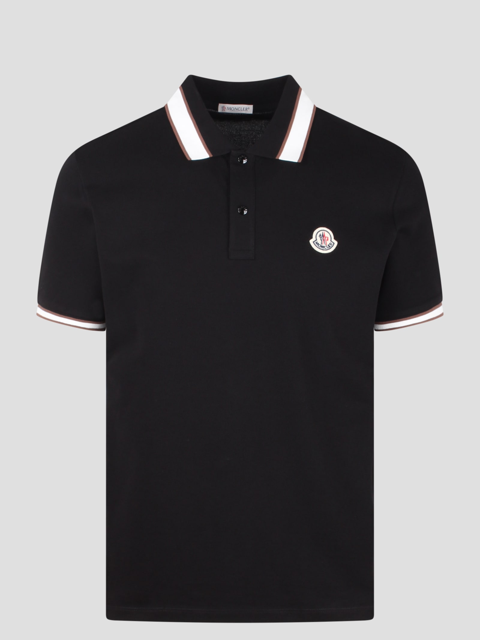 Shop Moncler Iconic Polo In Black