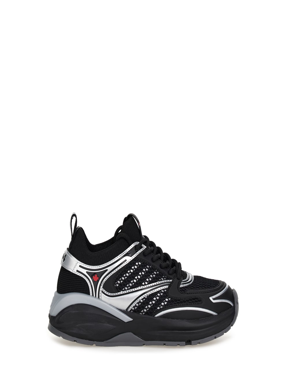 Shop Dsquared2 Dash Black And Silver Low Top Sneakers With 1964 Logo In Techno Fabric Man