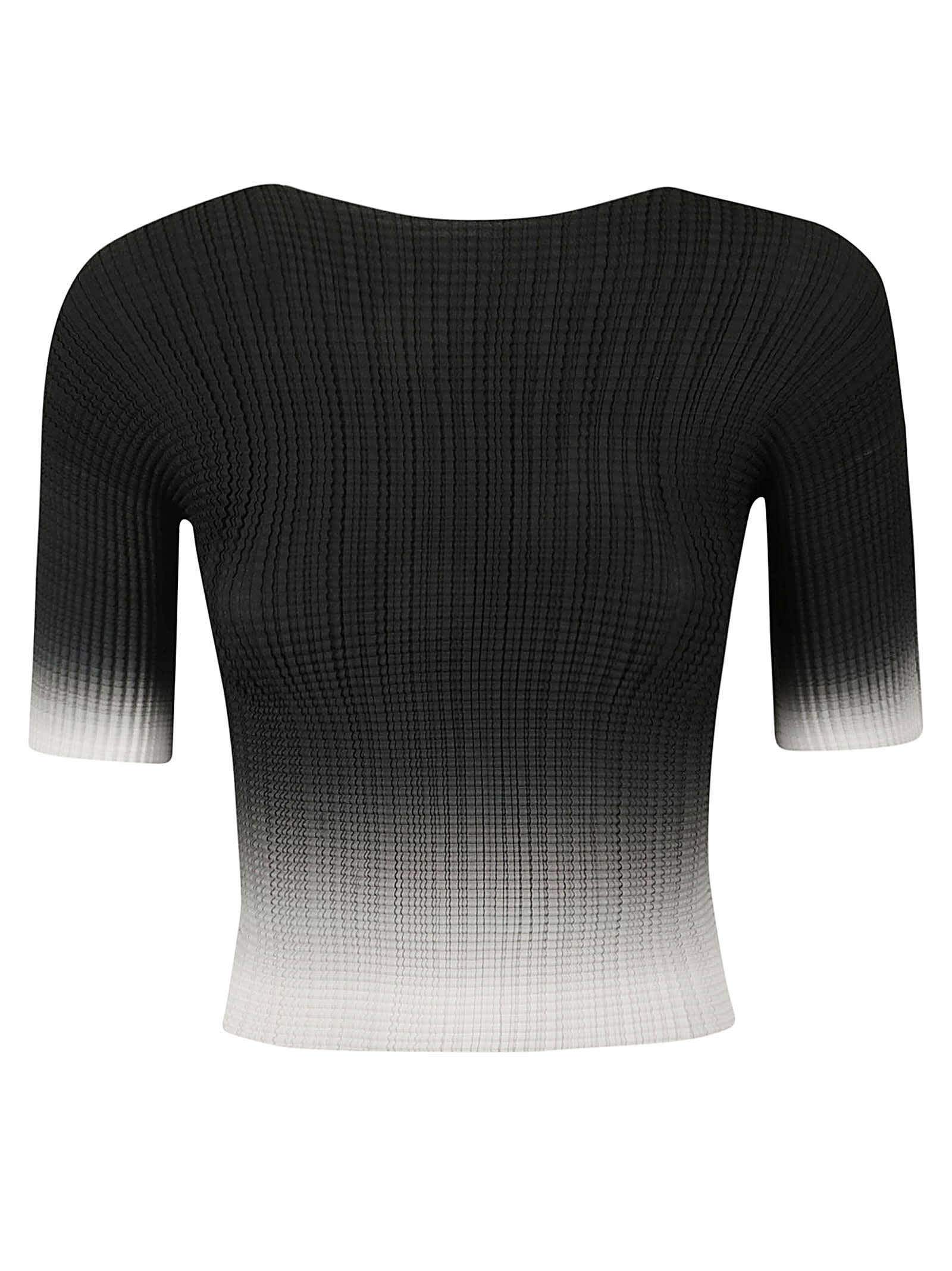 Shop Herno Pleated Cropped Sweater In White/black