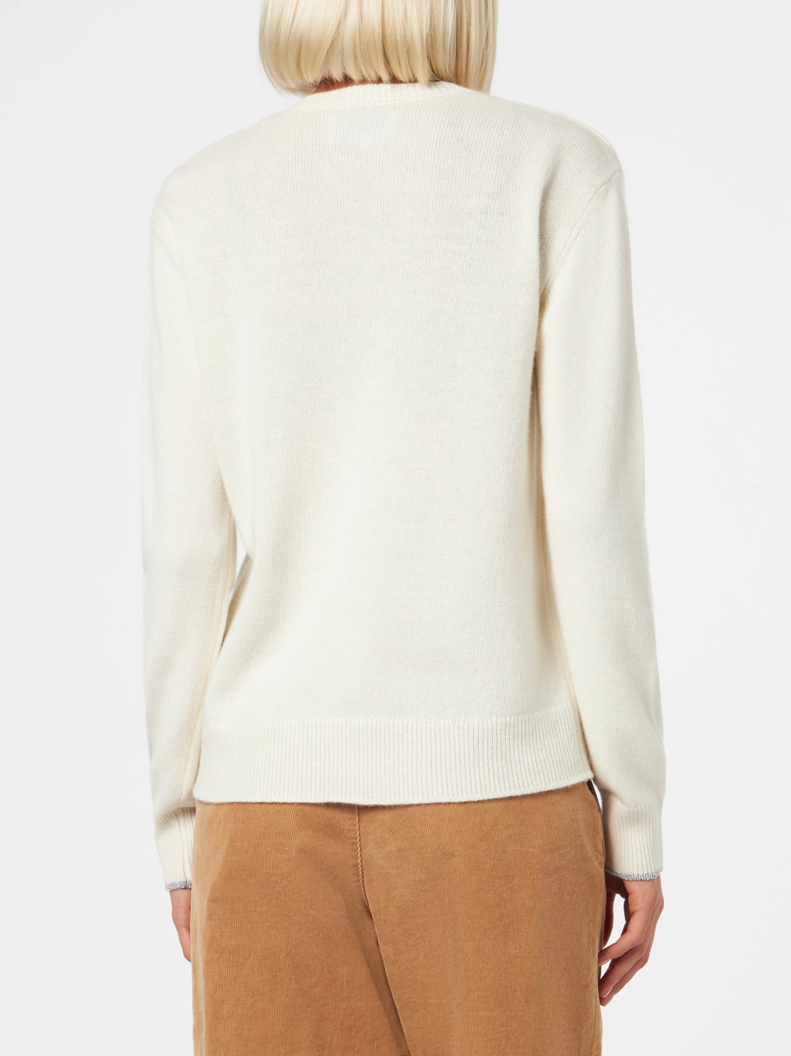 Mc2 Saint Barth Woman Crewneck White Sweater With Ice Ice Baby Print In White